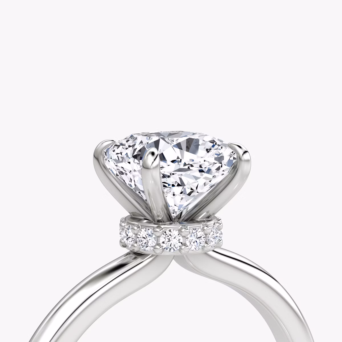The Veiled Halo | Cushion | Platinum | bandAccent: Plain | diamondOrientation: vertical | caratWeight: other