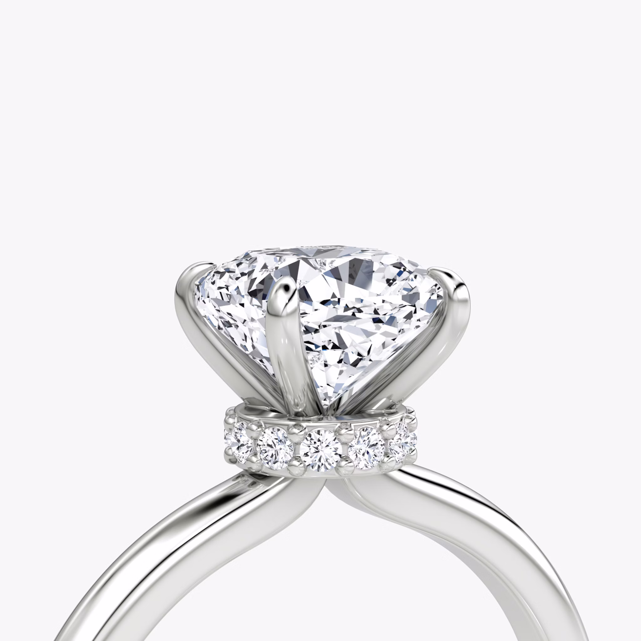 The Veiled Halo | Cushion | Platinum | bandAccent: Plain | diamondOrientation: vertical | caratWeight: other