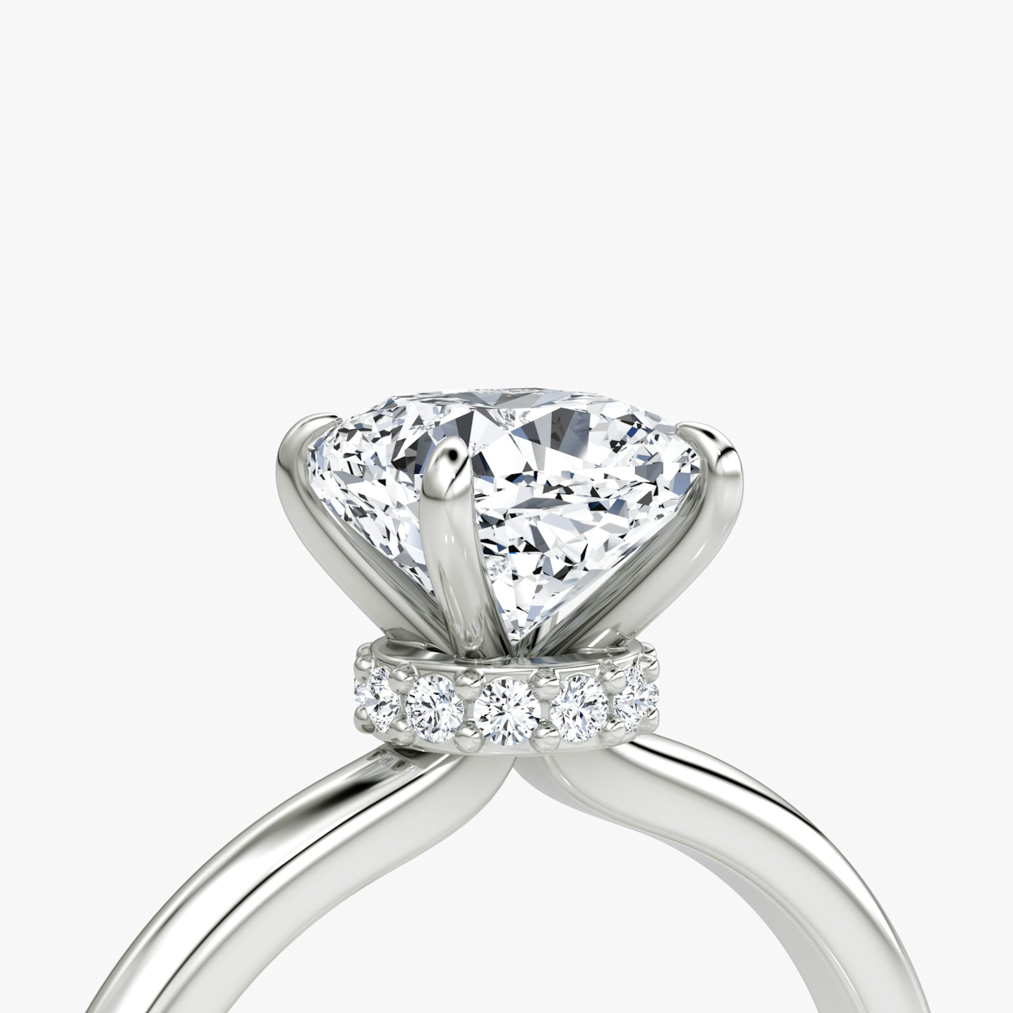 The Veiled Halo | Cushion | Platinum | bandAccent: Plain | diamondOrientation: vertical | caratWeight: other
