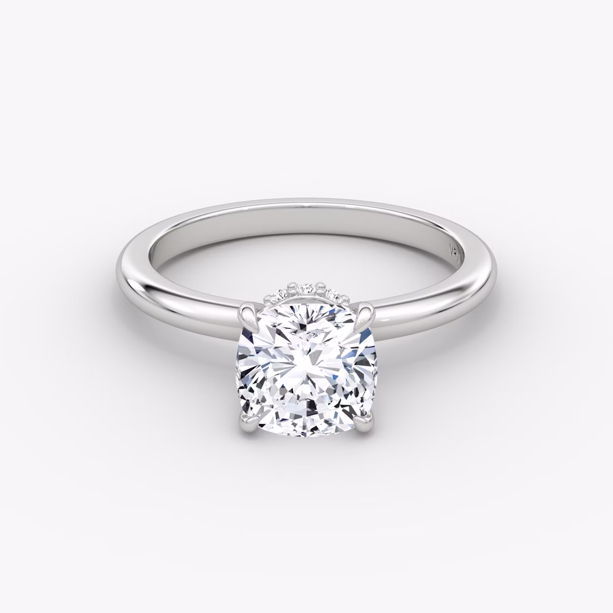 The Veiled Halo | Cushion | Platinum | bandAccent: Plain | diamondOrientation: vertical | caratWeight: other