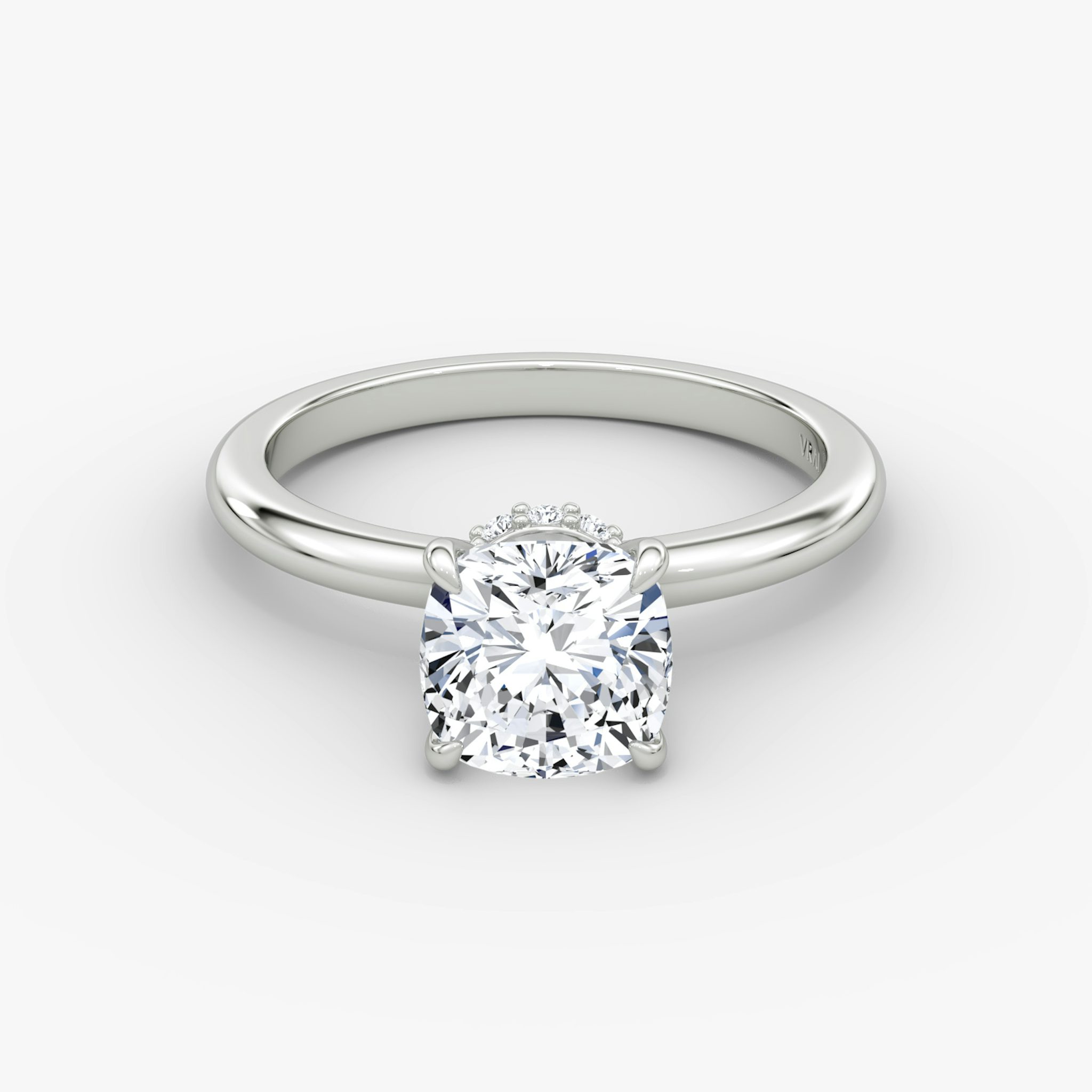 The Veiled Halo | Cushion | Platinum | bandAccent: Plain | diamondOrientation: vertical | caratWeight: other