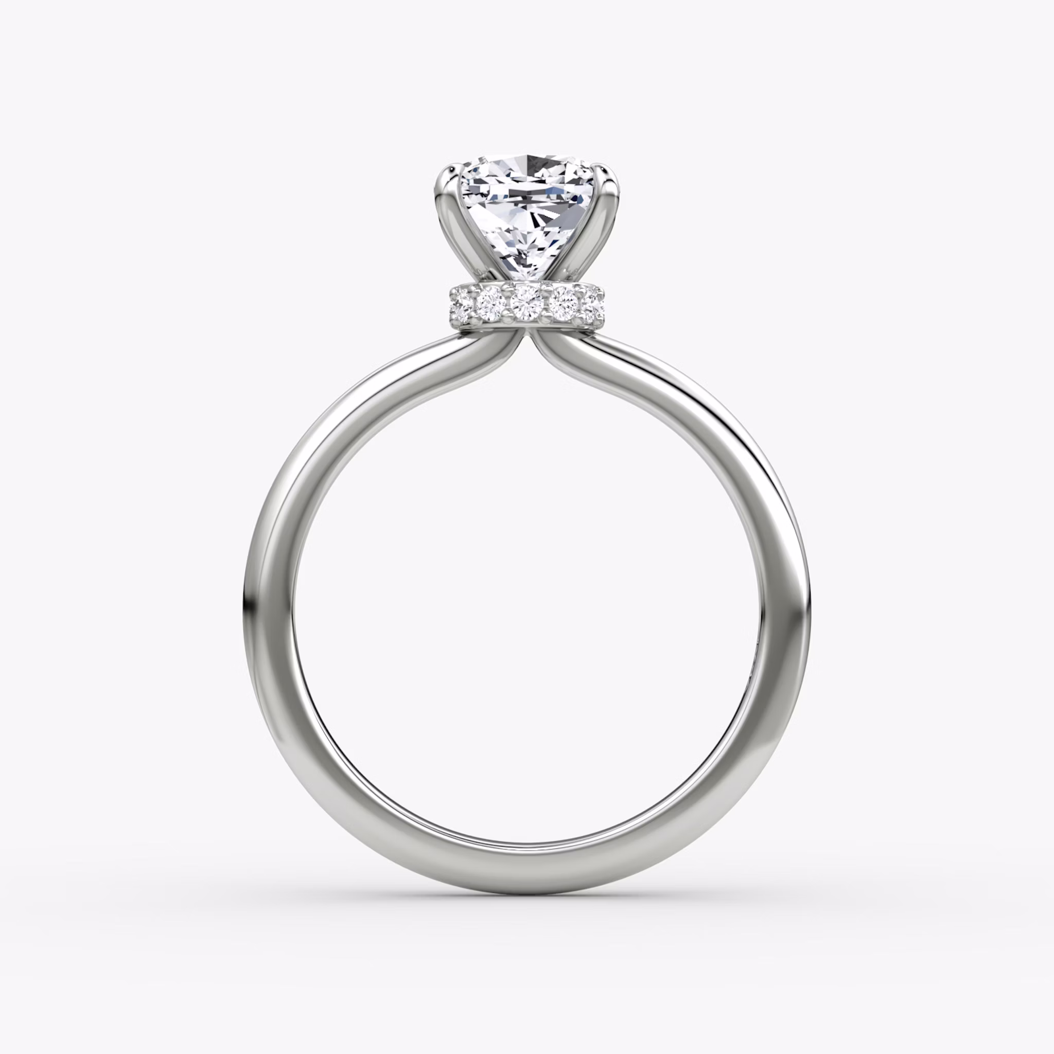 The Veiled Halo | Cushion | Platinum | bandAccent: Plain | diamondOrientation: vertical | caratWeight: other