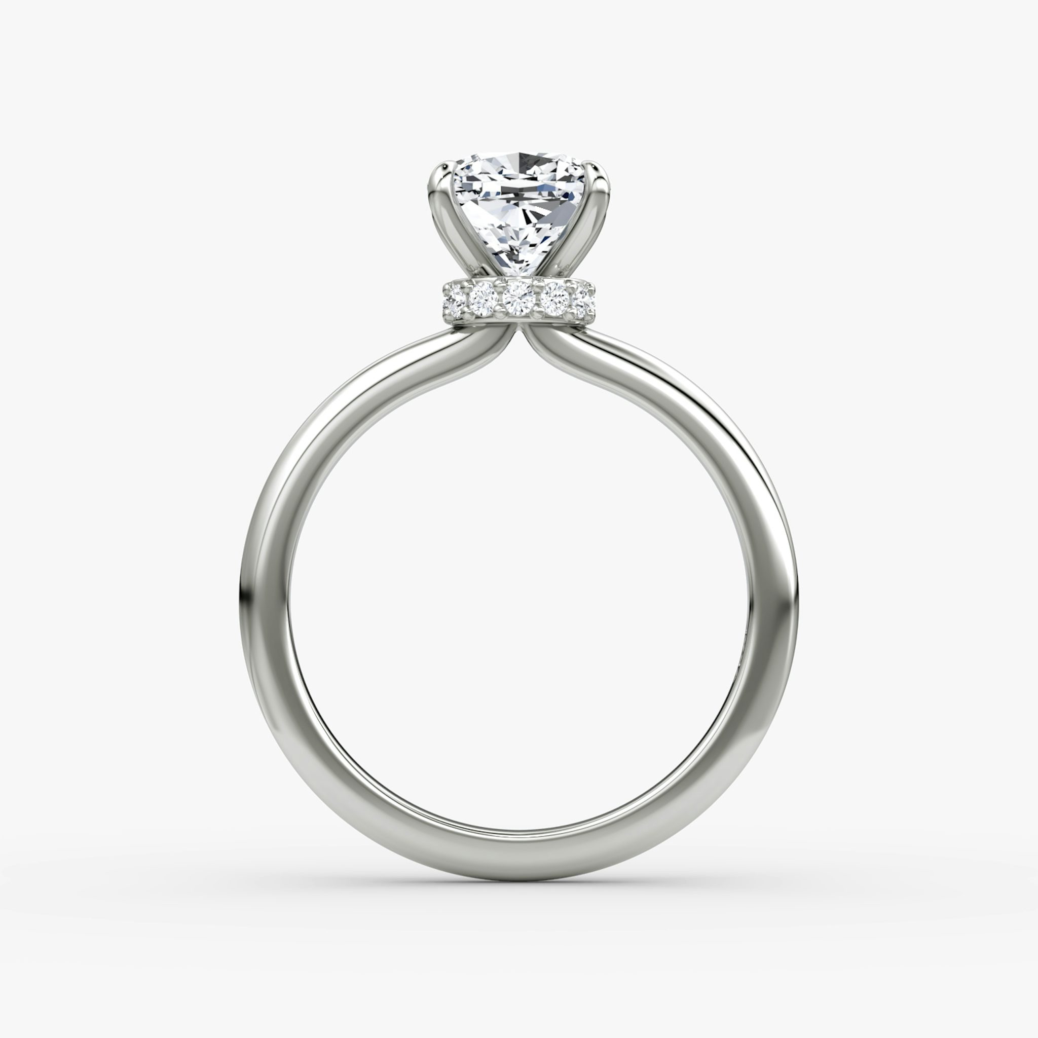 The Veiled Halo | Cushion | Platinum | bandAccent: Plain | diamondOrientation: vertical | caratWeight: other