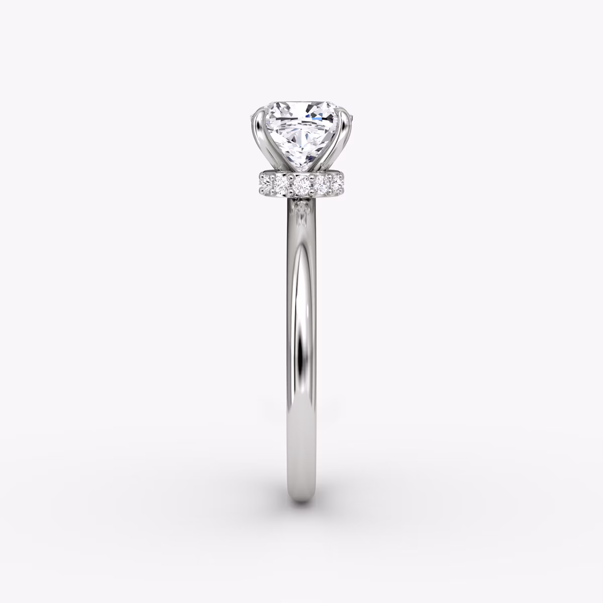 The Veiled Halo | Cushion | Platinum | bandAccent: Plain | diamondOrientation: vertical | caratWeight: other