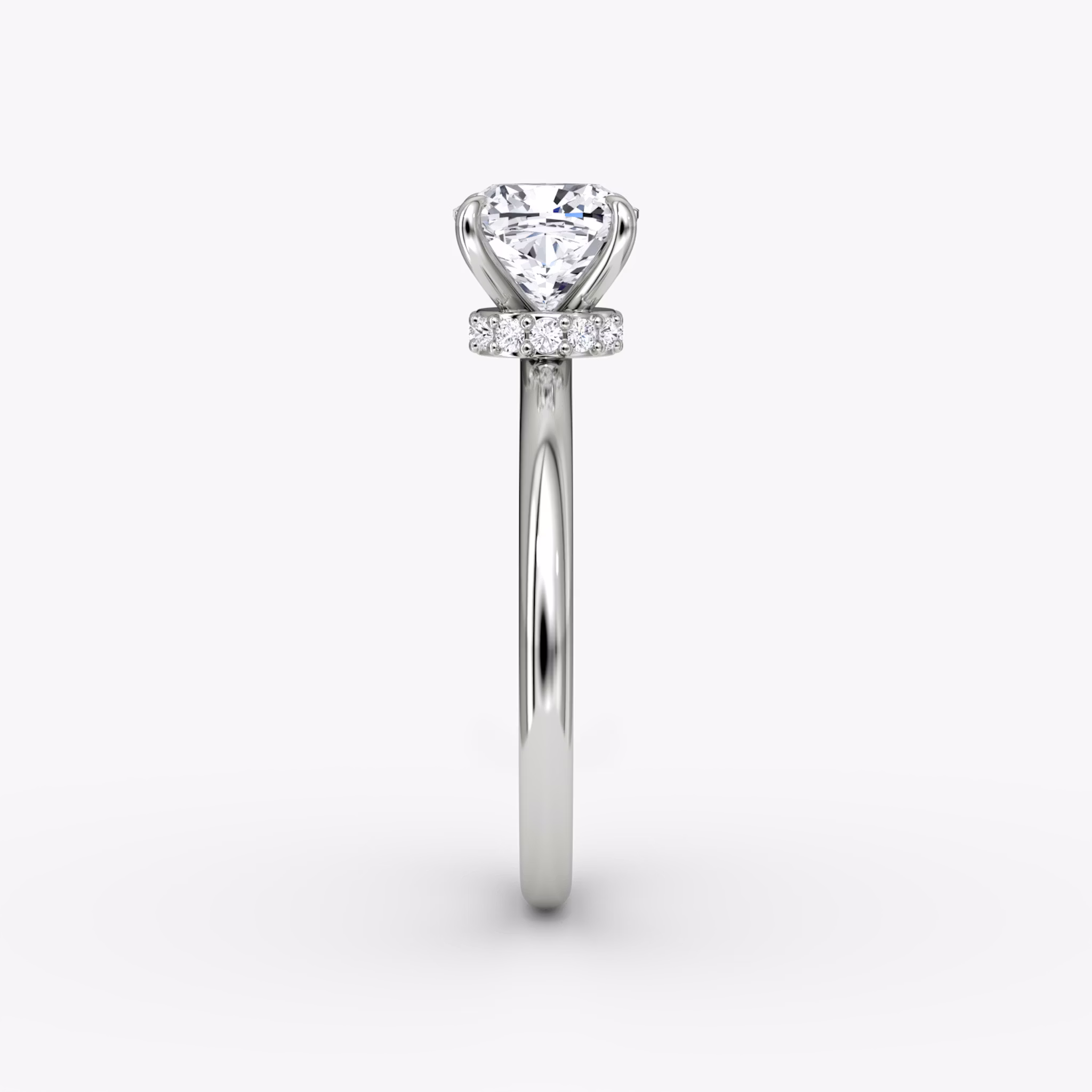 The Veiled Halo | Cushion | Platinum | bandAccent: Plain | diamondOrientation: vertical | caratWeight: other