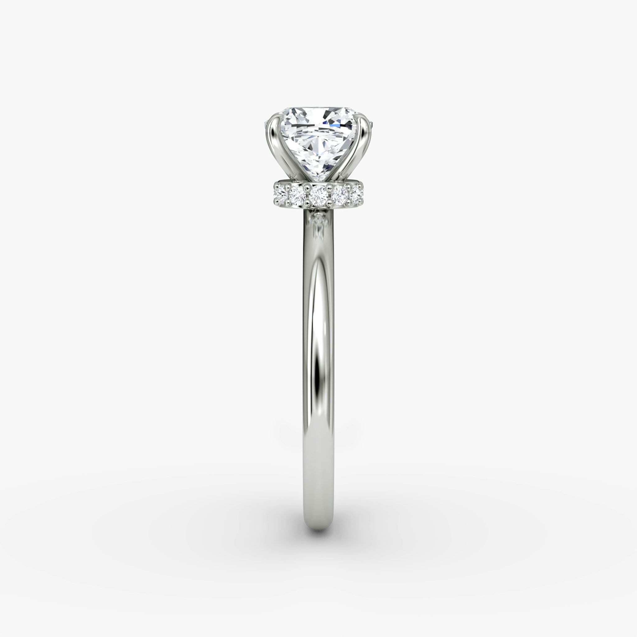The Veiled Halo | Cushion | Platinum | bandAccent: Plain | diamondOrientation: vertical | caratWeight: other
