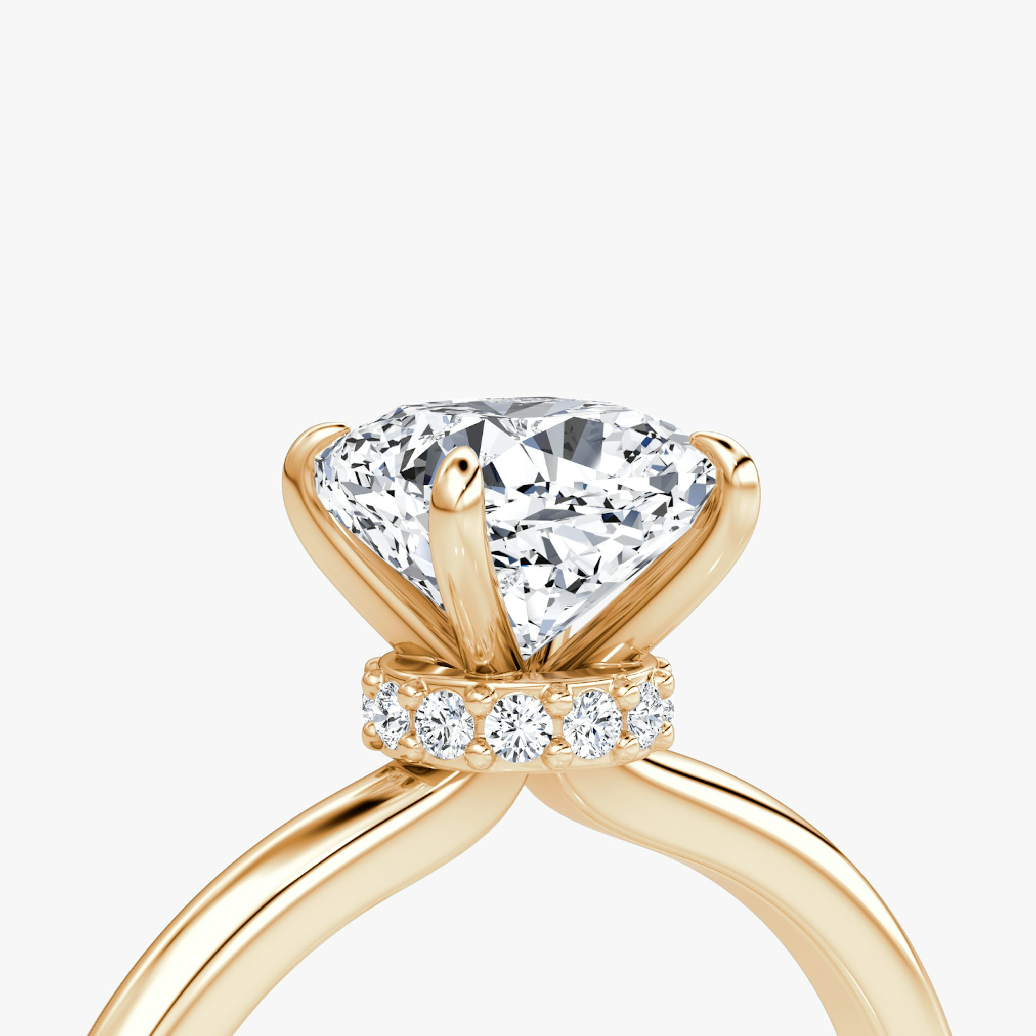 The Veiled Halo | Cushion | 14k | Rose Gold | bandAccent: Plain | diamondOrientation: vertical | caratWeight: other