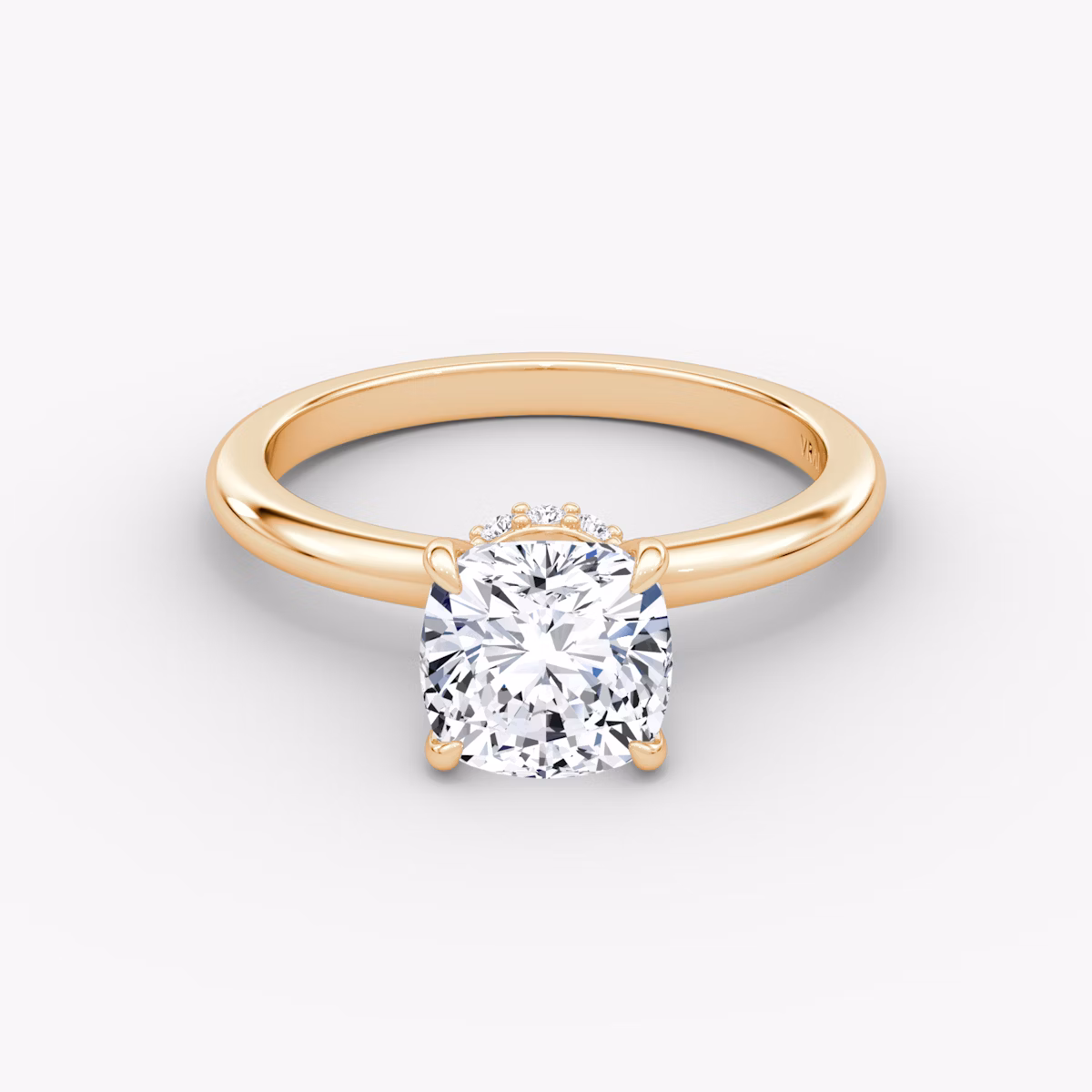 The Veiled Halo | Cushion | 14k | Rose Gold | bandAccent: Plain | diamondOrientation: vertical | caratWeight: other