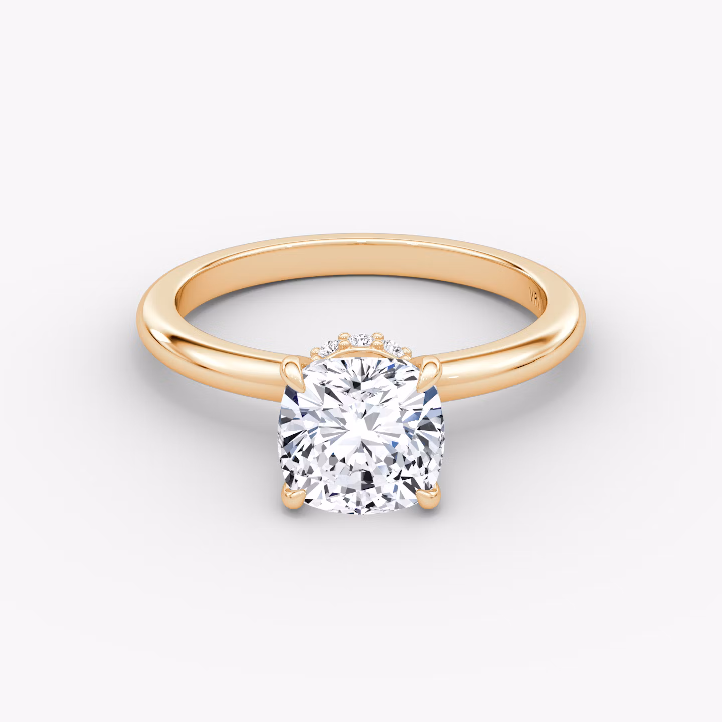 The Veiled Halo | Cushion | 14k | Rose Gold | bandAccent: Plain | diamondOrientation: vertical | caratWeight: other