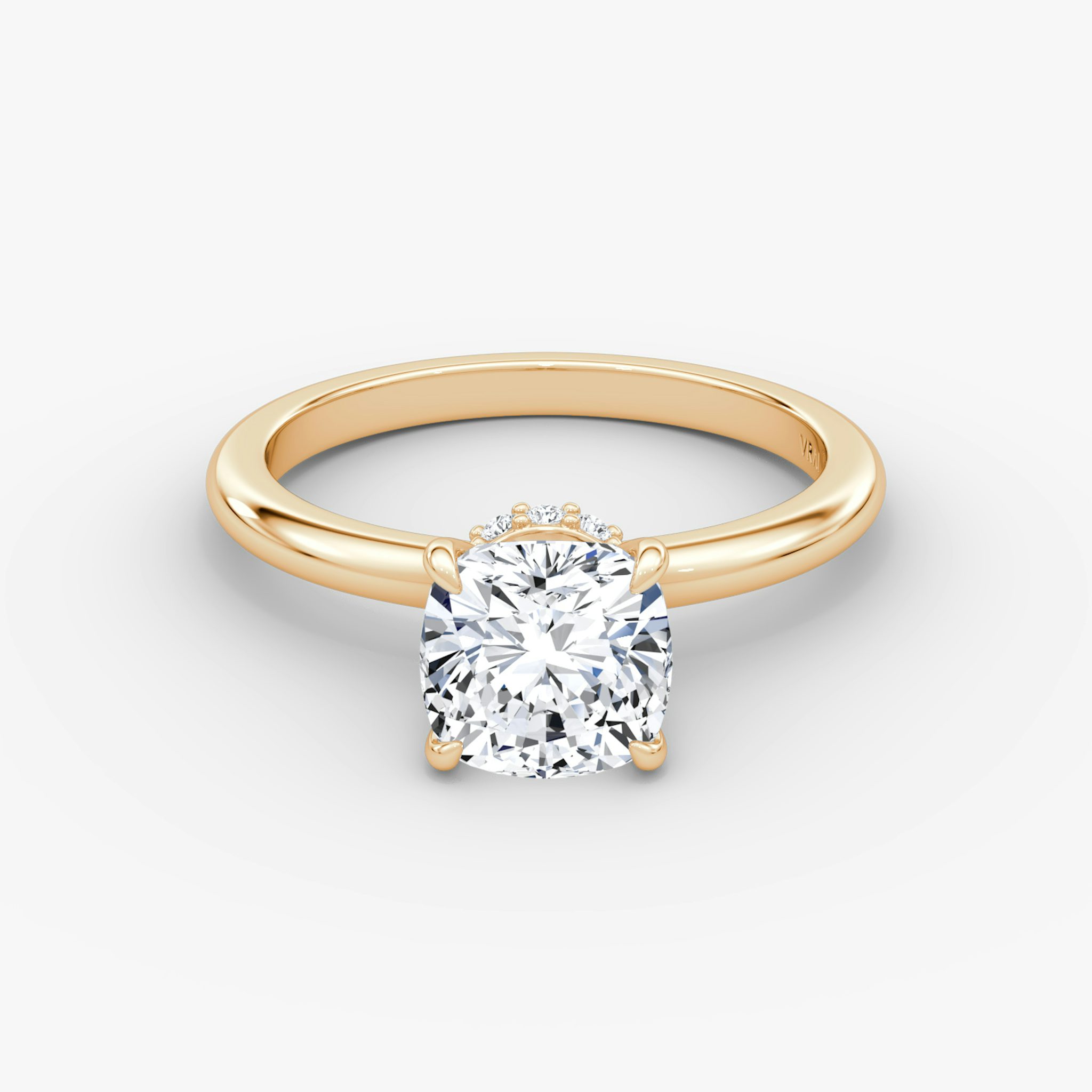 The Veiled Halo | Cushion | 14k | Rose Gold | bandAccent: Plain | diamondOrientation: vertical | caratWeight: other