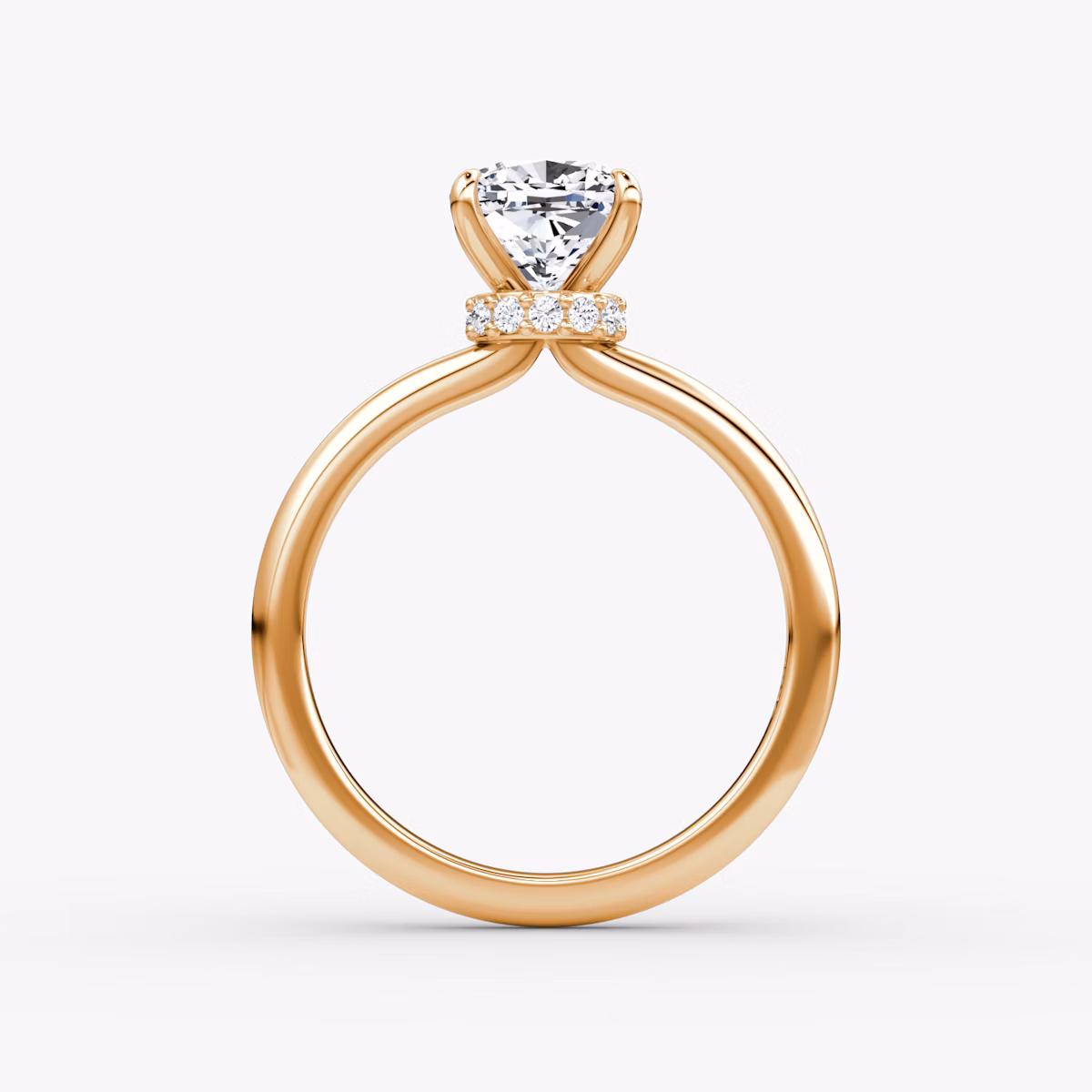 The Veiled Halo | Cushion | 14k | Rose Gold | bandAccent: Plain | diamondOrientation: vertical | caratWeight: other