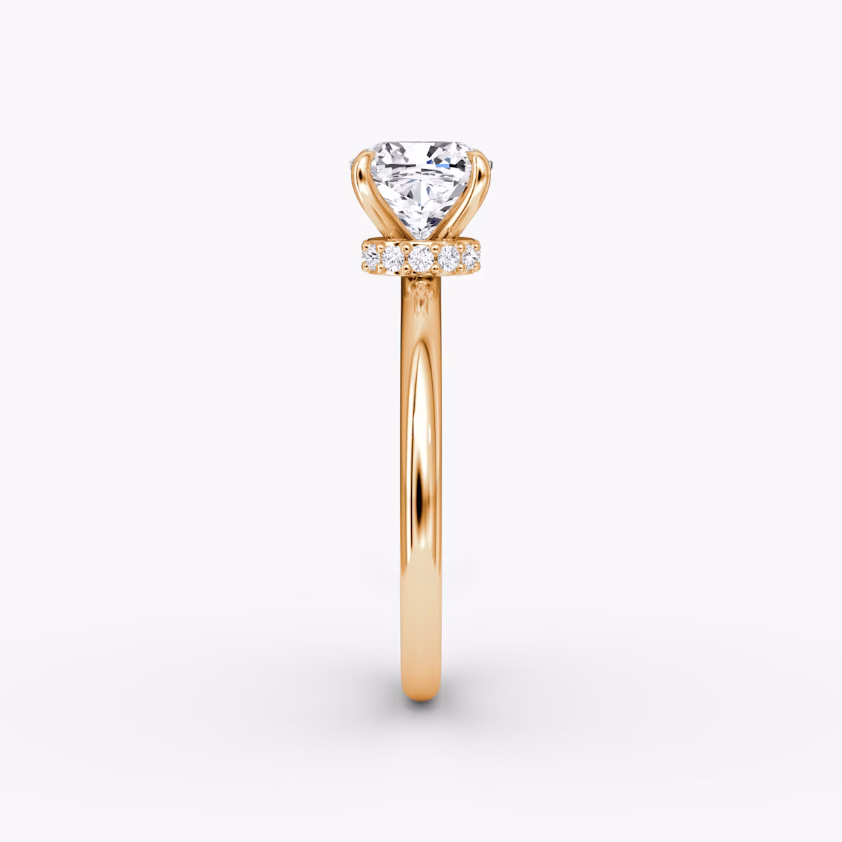The Veiled Halo | Cushion | 14k | Rose Gold | bandAccent: Plain | diamondOrientation: vertical | caratWeight: other