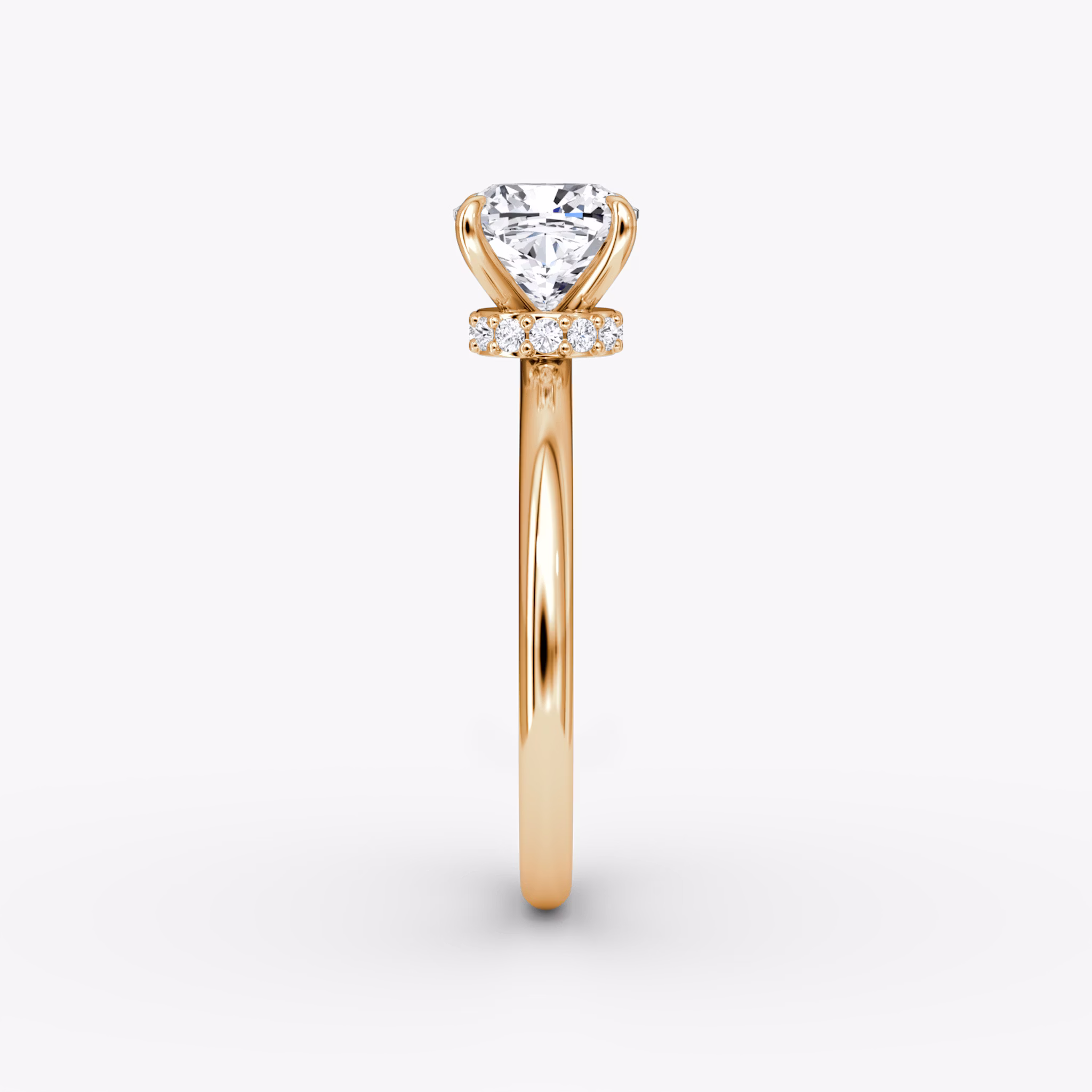 The Veiled Halo | Cushion | 14k | Rose Gold | bandAccent: Plain | diamondOrientation: vertical | caratWeight: other