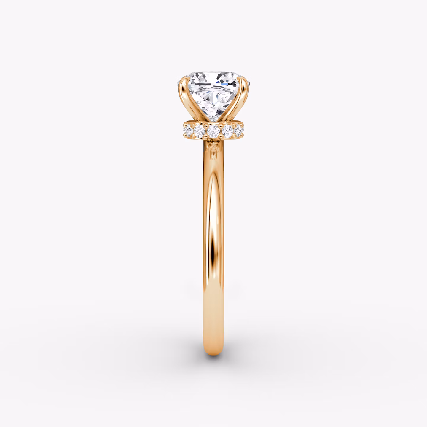 The Veiled Halo | Cushion | 14k | Rose Gold | bandAccent: Plain | diamondOrientation: vertical | caratWeight: other