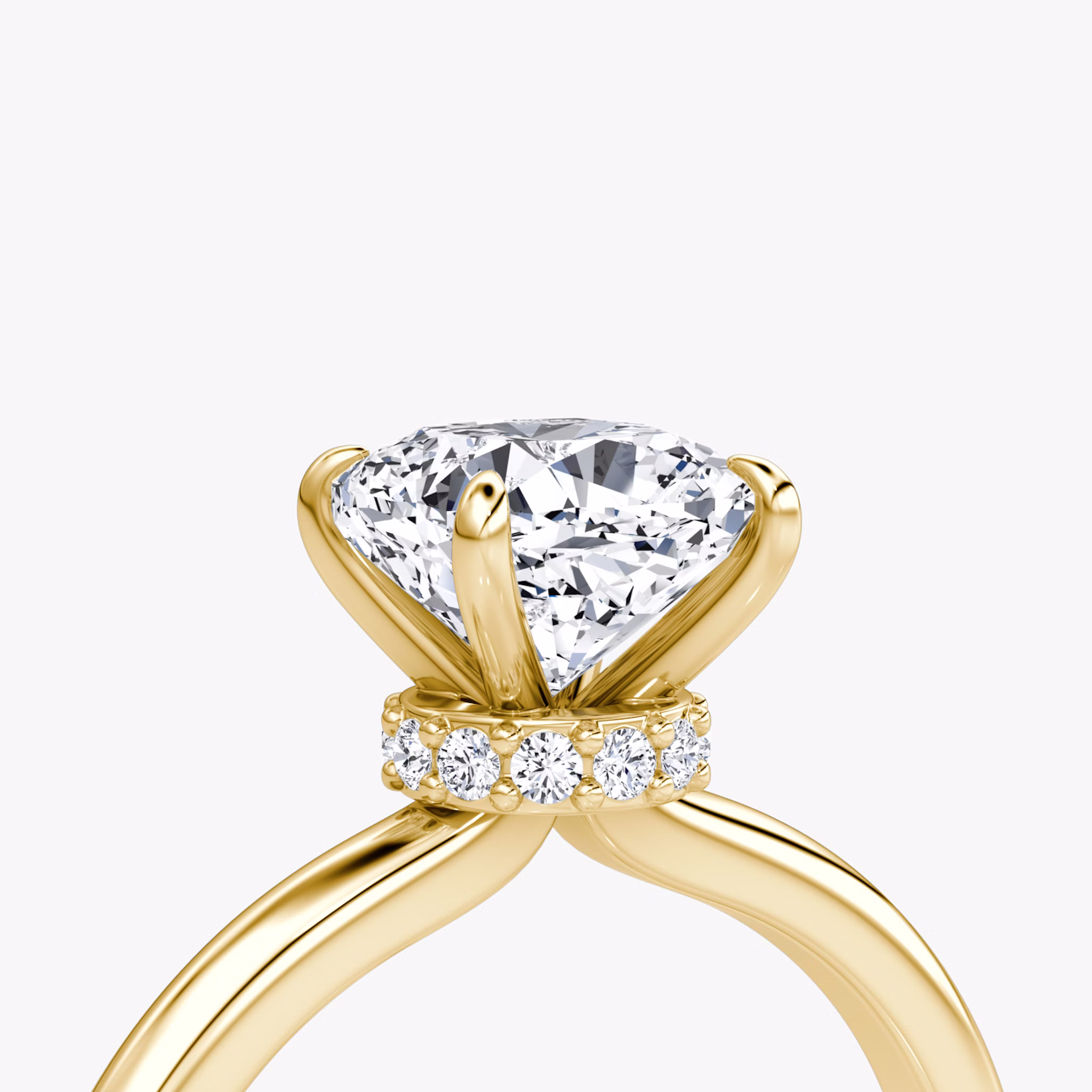 The Veiled Halo | Cushion | 18k | Yellow Gold | bandAccent: Plain | diamondOrientation: vertical | caratWeight: other
