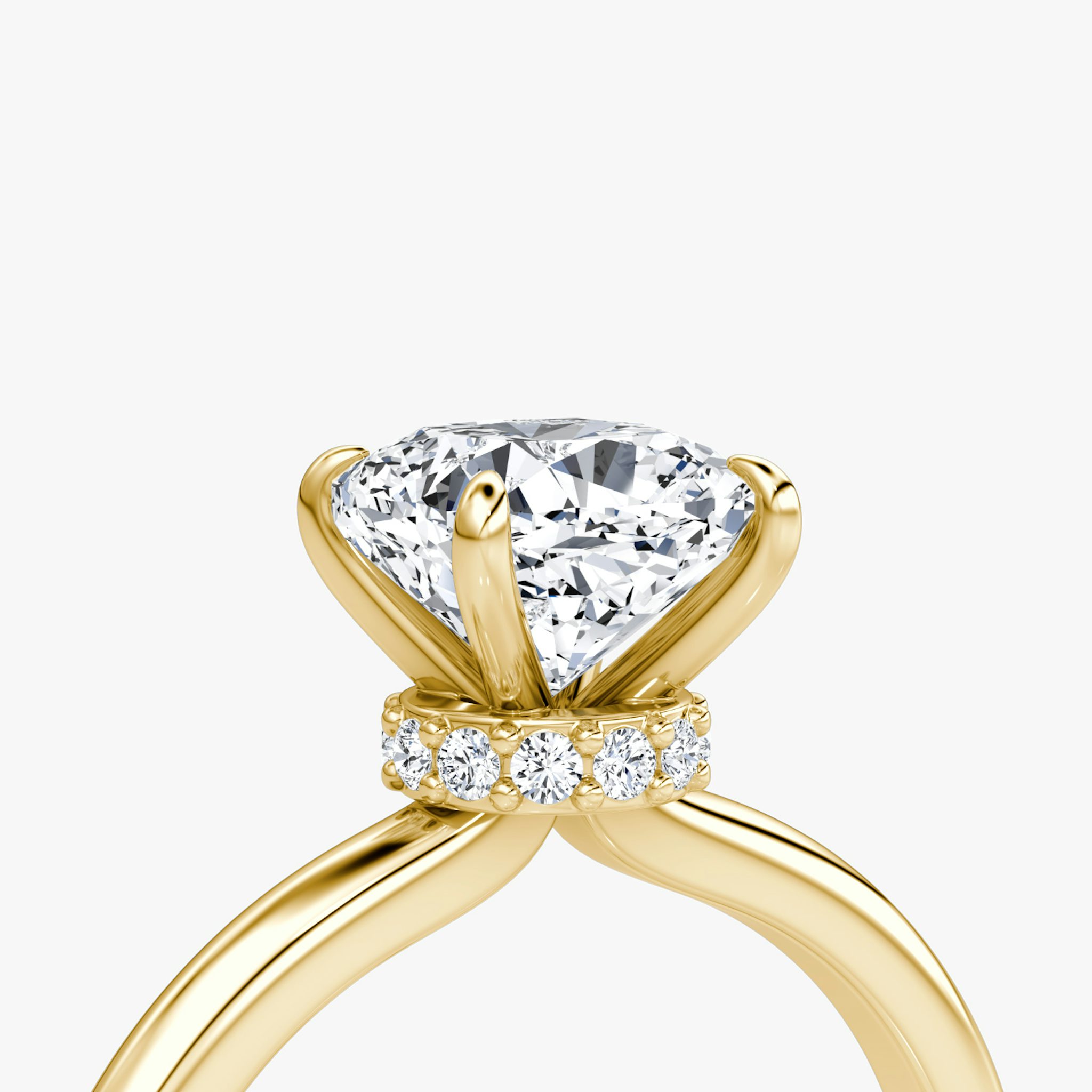 The Veiled Halo | Cushion | 18k | Yellow Gold | bandAccent: Plain | diamondOrientation: vertical | caratWeight: other