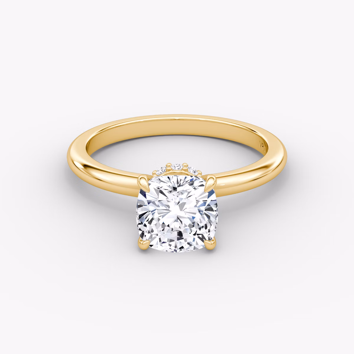 The Veiled Halo | Cushion | 18k | Yellow Gold | bandAccent: Plain | diamondOrientation: vertical | caratWeight: other