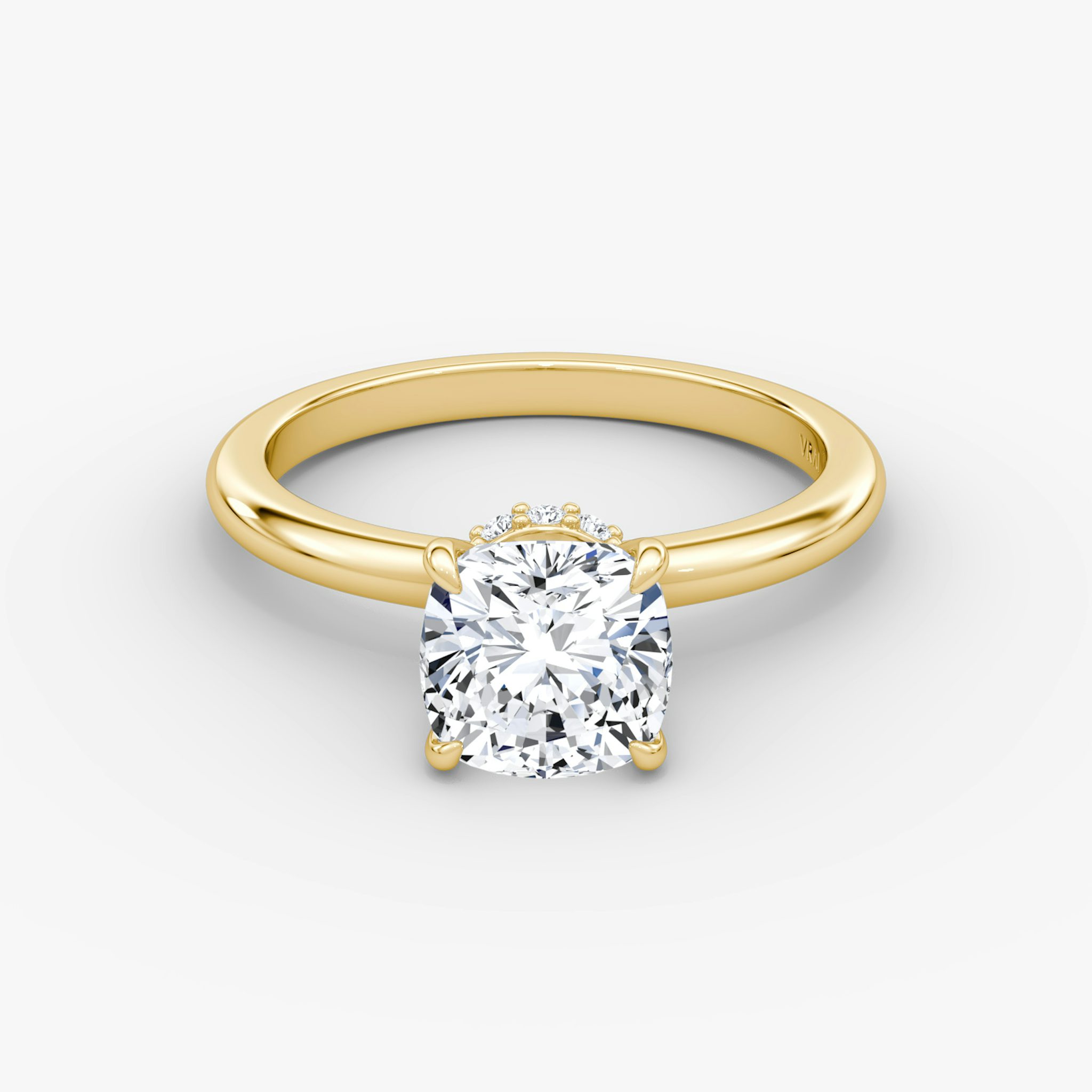 The Veiled Halo | Cushion | 18k | Yellow Gold | bandAccent: Plain | diamondOrientation: vertical | caratWeight: other