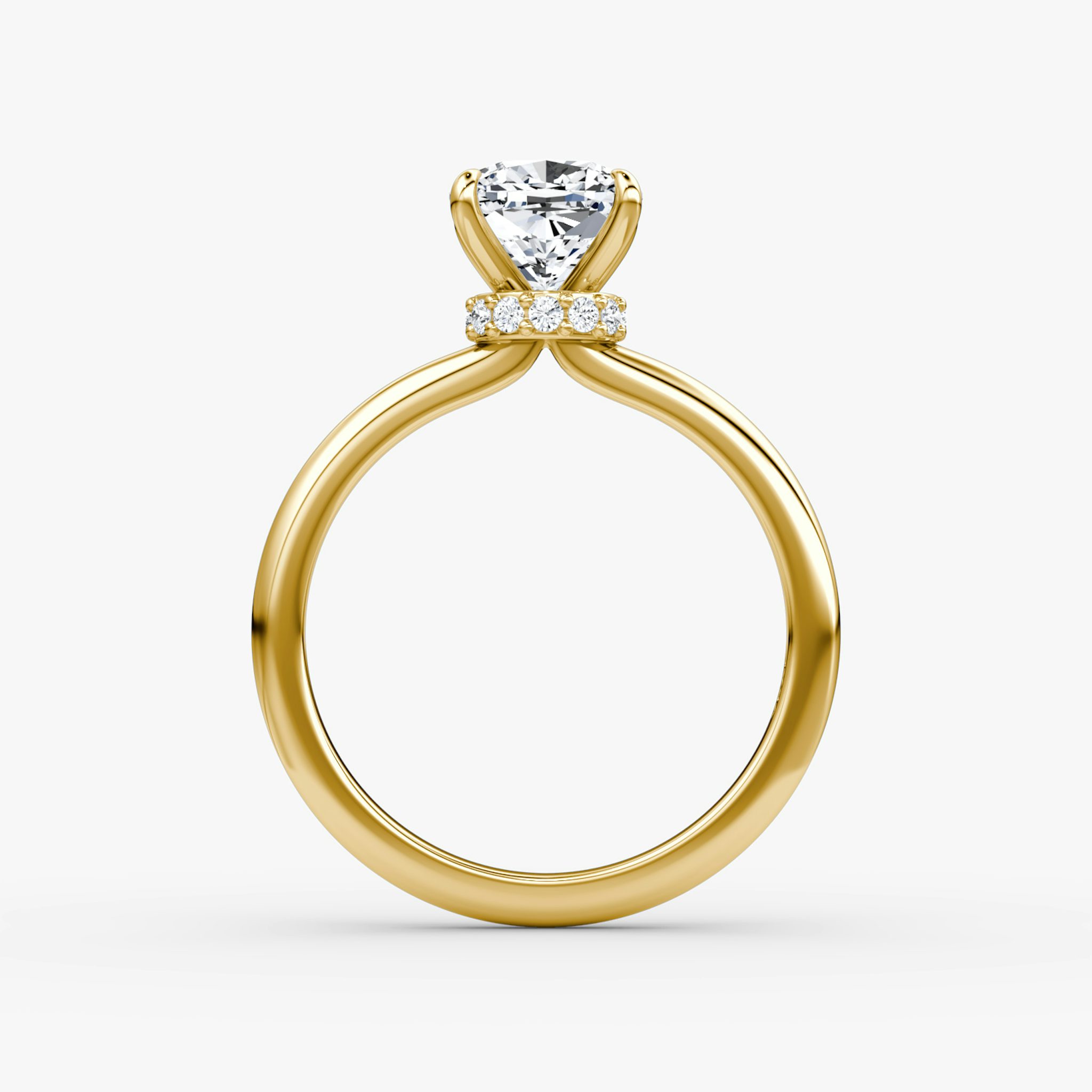 The Veiled Halo | Cushion | 18k | Yellow Gold | bandAccent: Plain | diamondOrientation: vertical | caratWeight: other