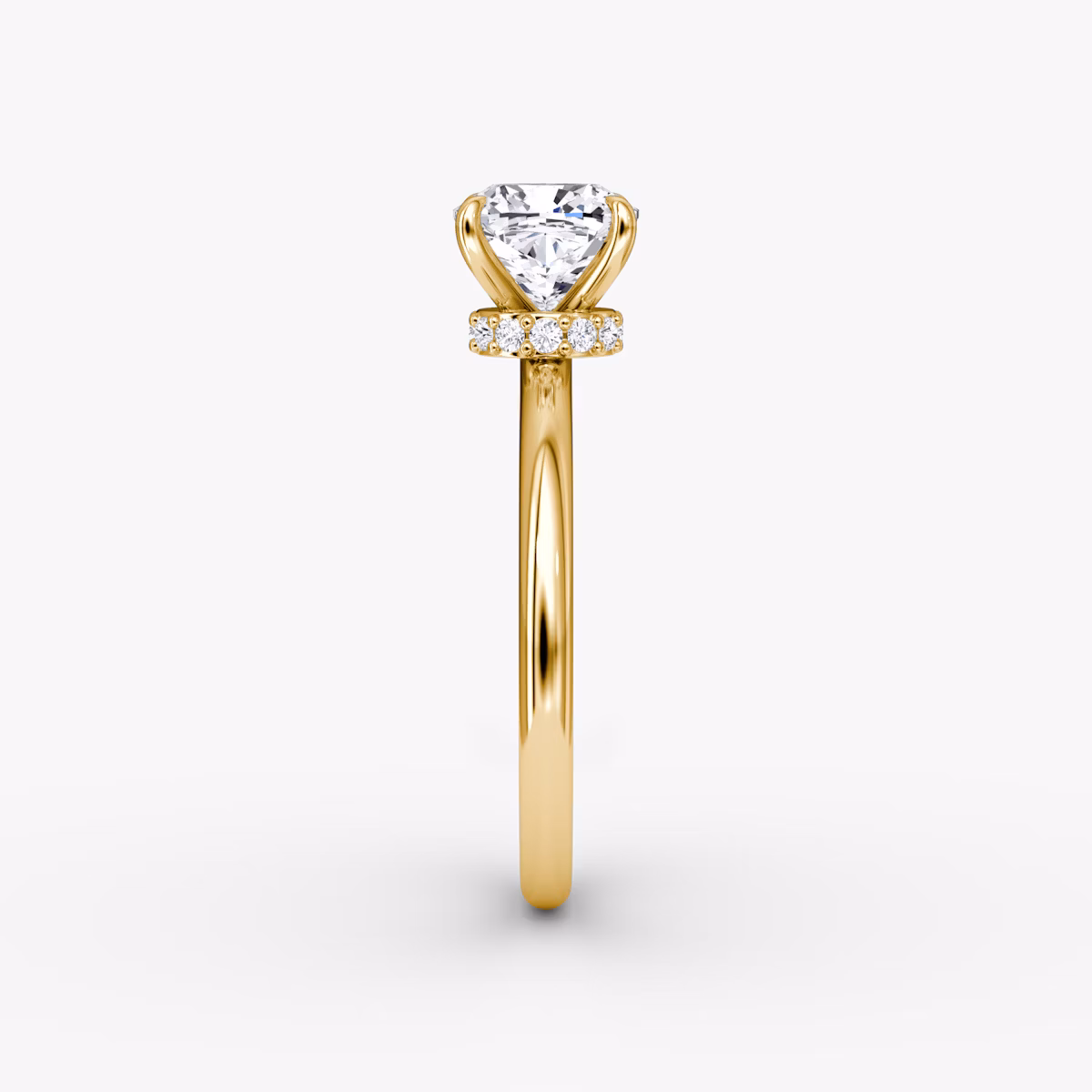 The Veiled Halo | Cushion | 18k | Yellow Gold | bandAccent: Plain | diamondOrientation: vertical | caratWeight: other