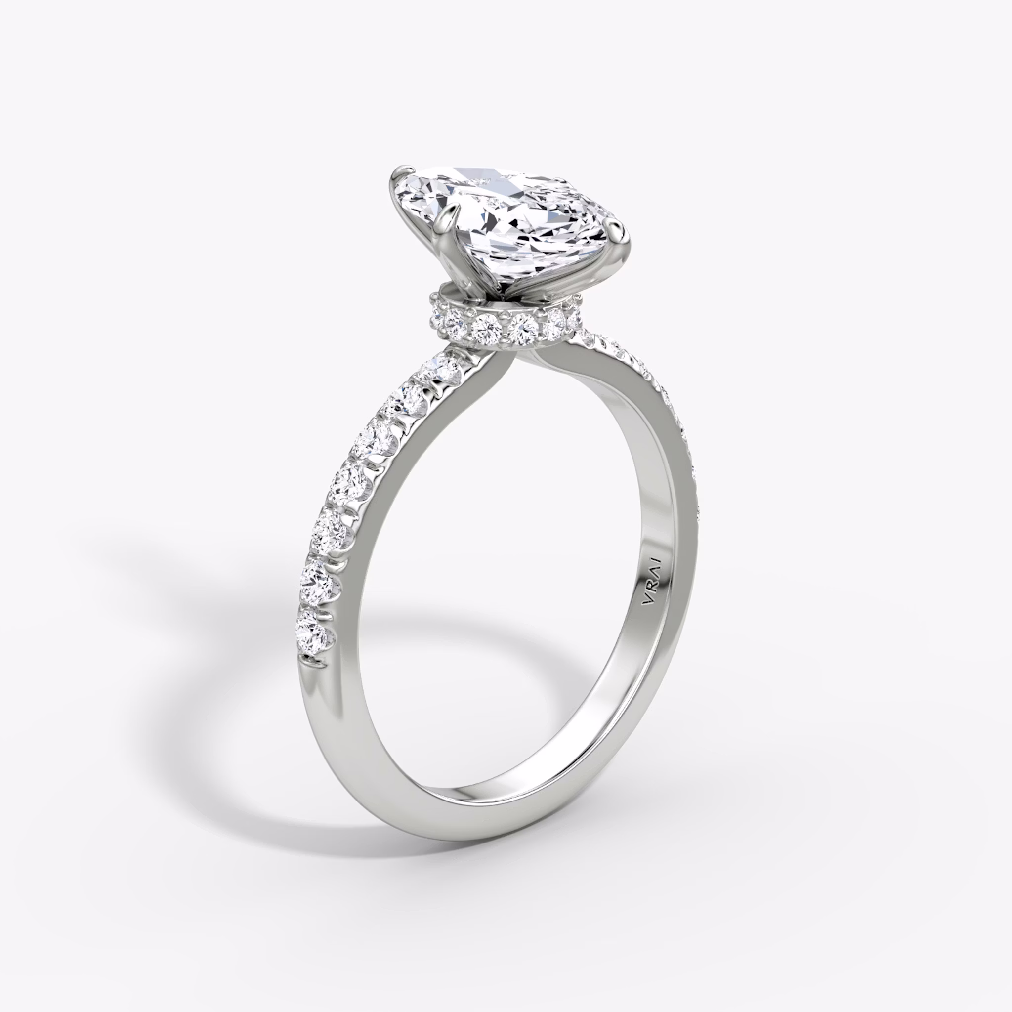 The Veiled Halo | Marquise | 18k | White Gold | bandAccent: Pavé | diamondOrientation: vertical | caratWeight: other