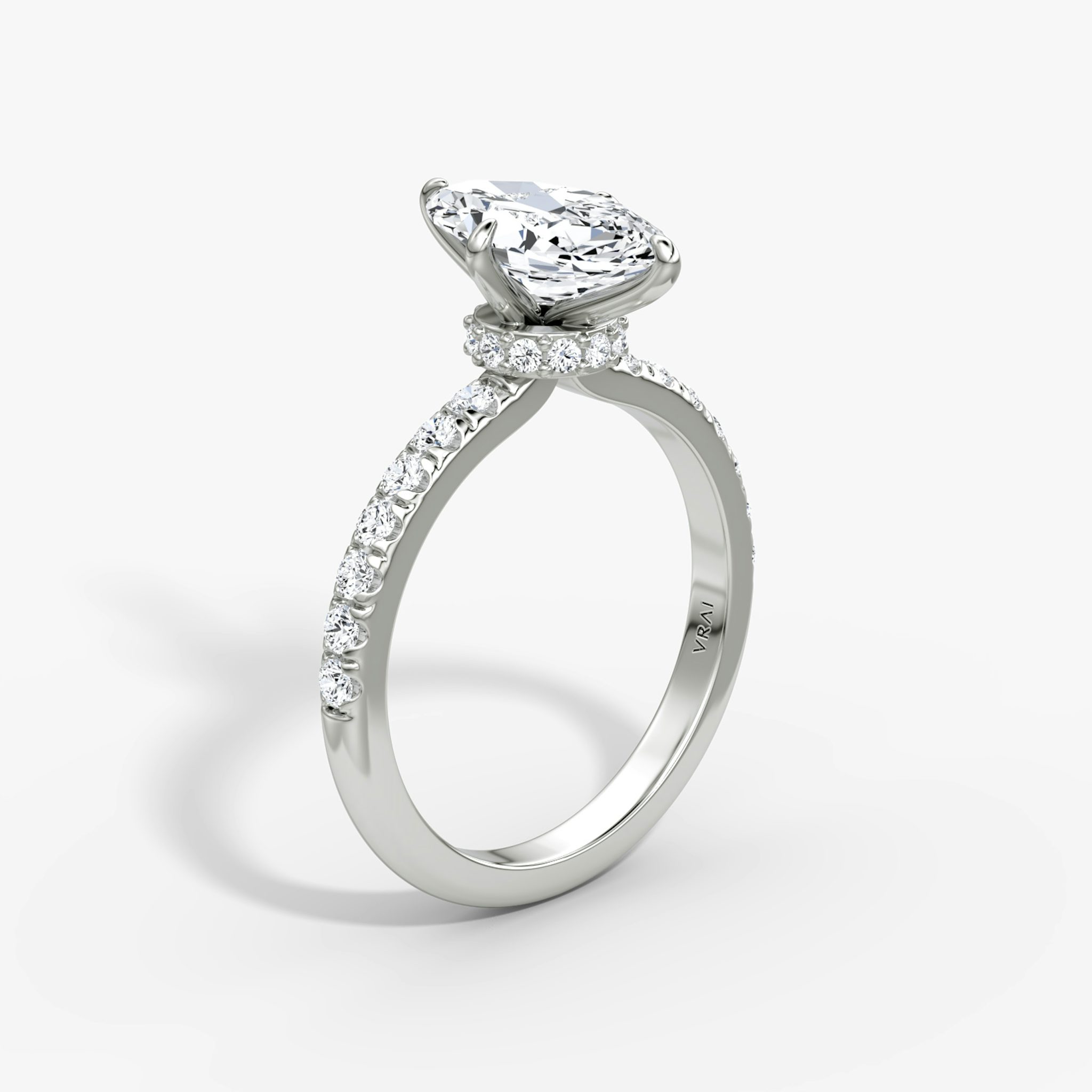 The Veiled Halo | Marquise | 18k | White Gold | bandAccent: Pavé | diamondOrientation: vertical | caratWeight: other