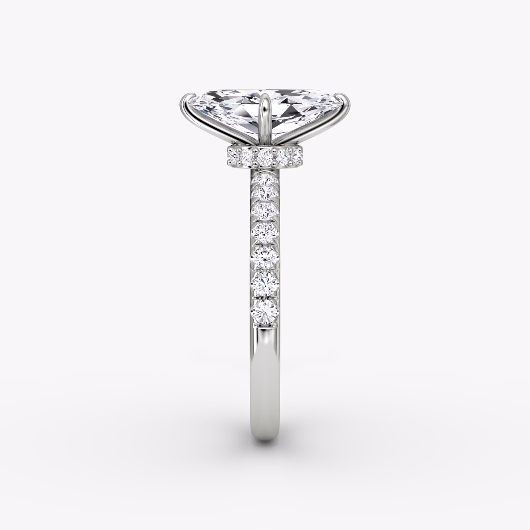 The Veiled Halo | Marquise | 18k | White Gold | bandAccent: Pavé | diamondOrientation: vertical | caratWeight: other