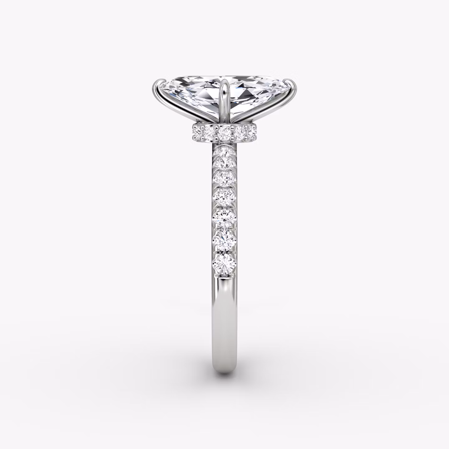 The Veiled Halo | Marquise | 18k | White Gold | bandAccent: Pavé | diamondOrientation: vertical | caratWeight: other