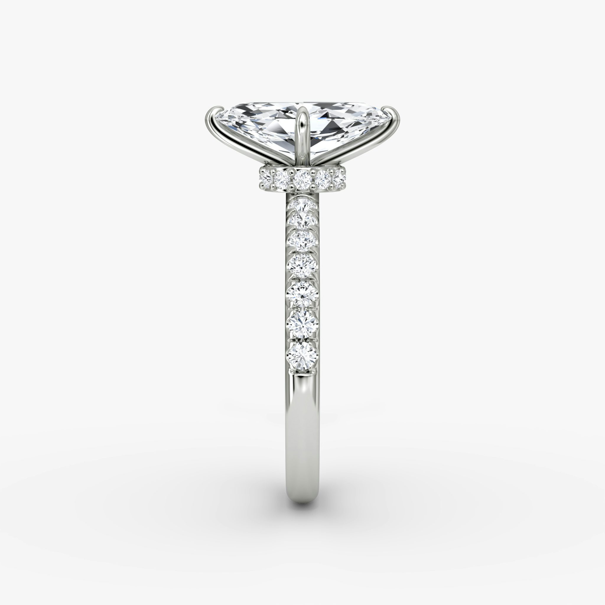 The Veiled Halo | Marquise | 18k | White Gold | bandAccent: Pavé | diamondOrientation: vertical | caratWeight: other