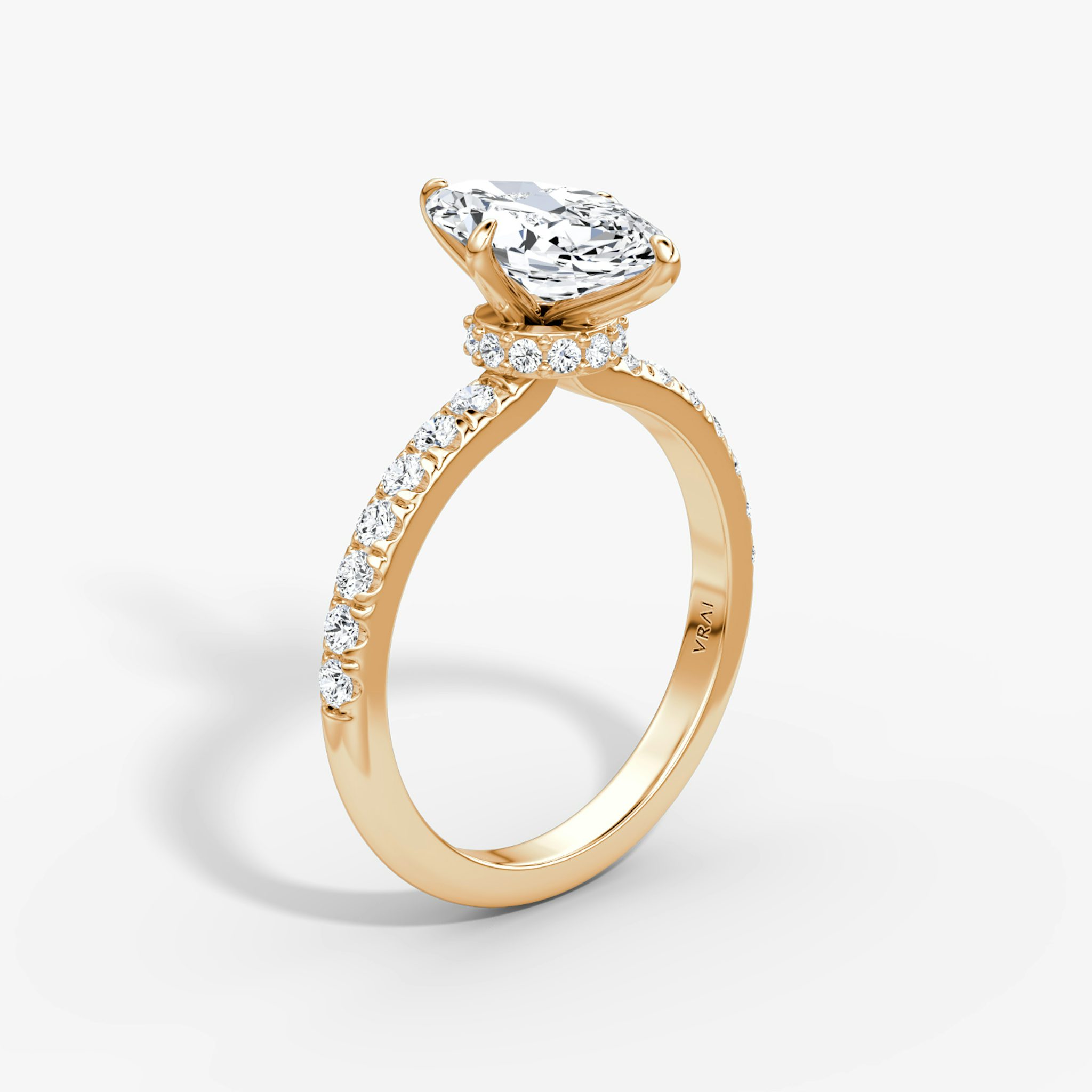 The Veiled Halo | Marquise | 14k | Rose Gold | bandAccent: Pavé | diamondOrientation: vertical | caratWeight: other