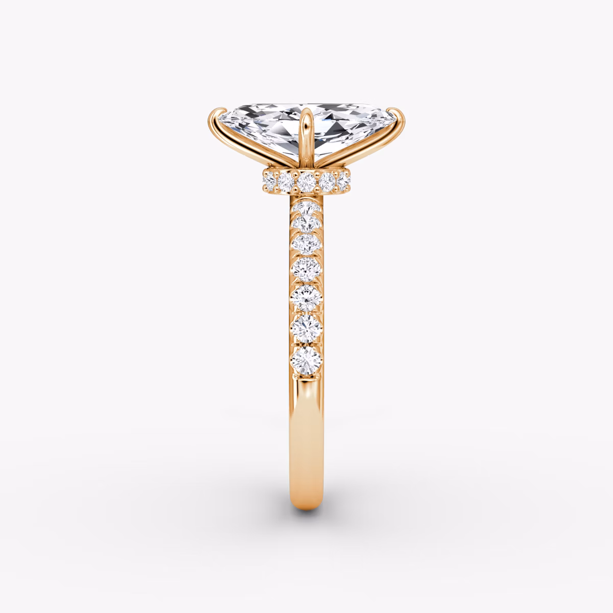 The Veiled Halo | Marquise | 14k | Rose Gold | bandAccent: Pavé | diamondOrientation: vertical | caratWeight: other