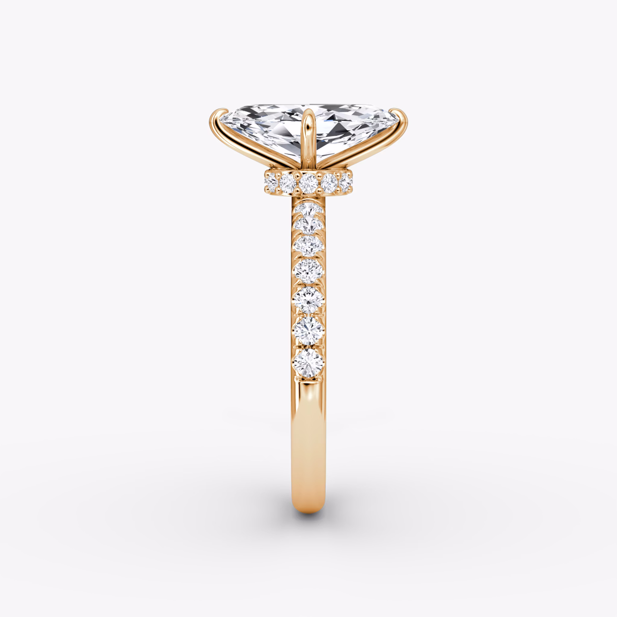 The Veiled Halo | Marquise | 14k | Rose Gold | bandAccent: Pavé | diamondOrientation: vertical | caratWeight: other