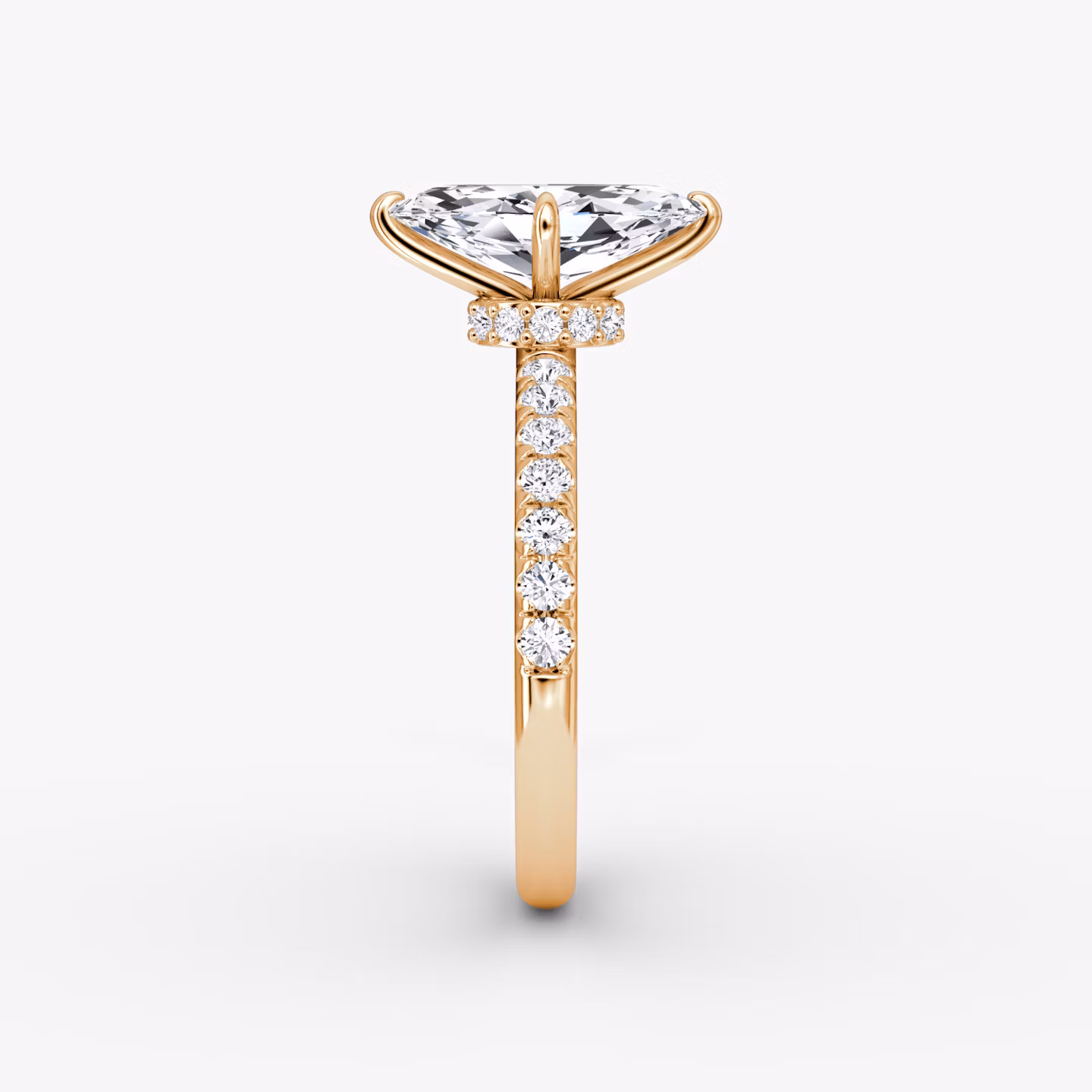 The Veiled Halo | Marquise | 14k | Rose Gold | bandAccent: Pavé | diamondOrientation: vertical | caratWeight: other