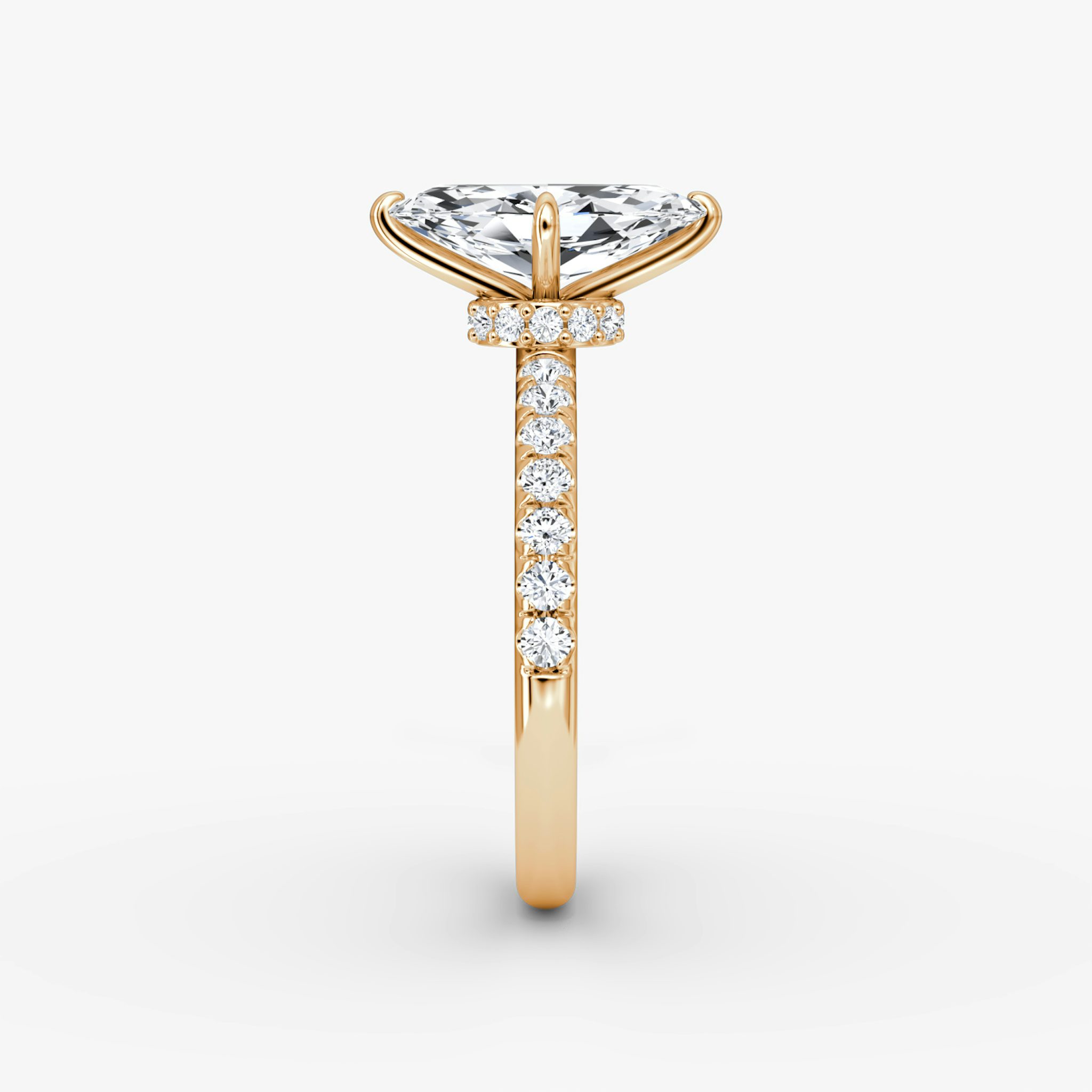 The Veiled Halo | Marquise | 14k | Rose Gold | bandAccent: Pavé | diamondOrientation: vertical | caratWeight: other