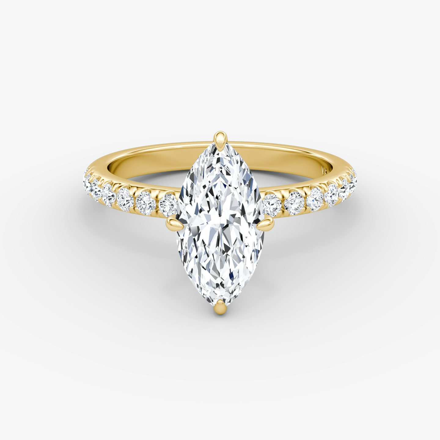 undefined | Marquise | 18k | Yellow Gold | bandAccent: Pavé | diamondOrientation: vertical | caratWeight: other