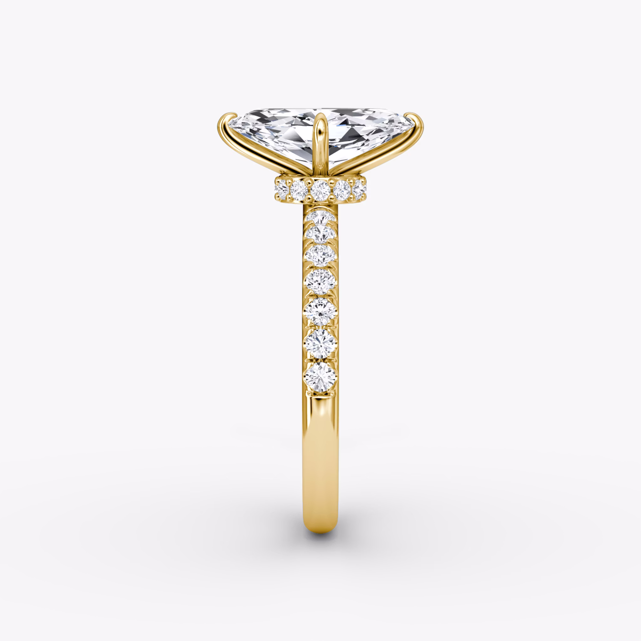 The Veiled Halo | Marquise | 18k | Yellow Gold | bandAccent: Pavé | diamondOrientation: vertical | caratWeight: other