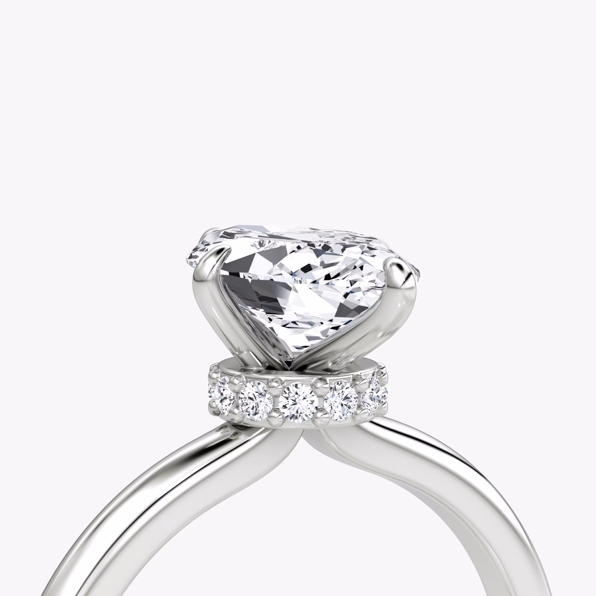 The Veiled Halo | Marquise | 18k | White Gold | bandAccent: Plain | diamondOrientation: vertical | caratWeight: other