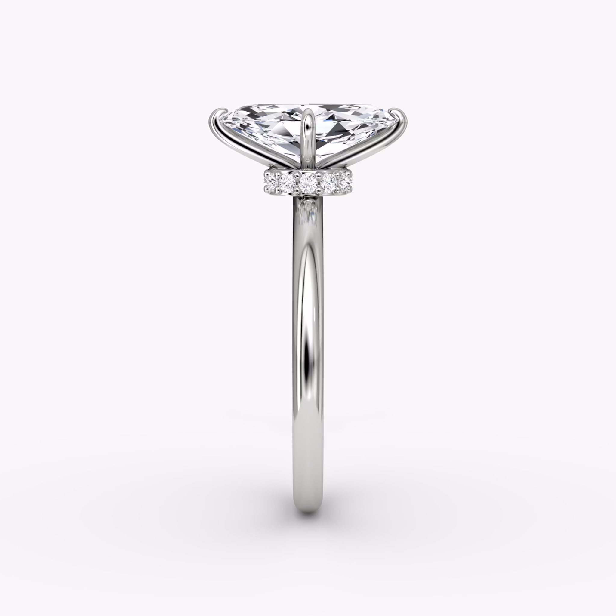 The Veiled Halo | Marquise | 18k | White Gold | bandAccent: Plain | diamondOrientation: vertical | caratWeight: other
