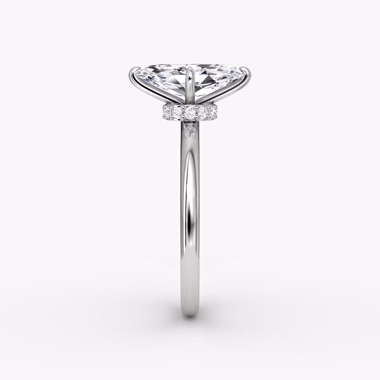 Anillo de compromiso Veiled Halo | Marquise | 18k | Oro blanco | bandAccent: Simple | diamondOrientation: vertical | caratWeight: other