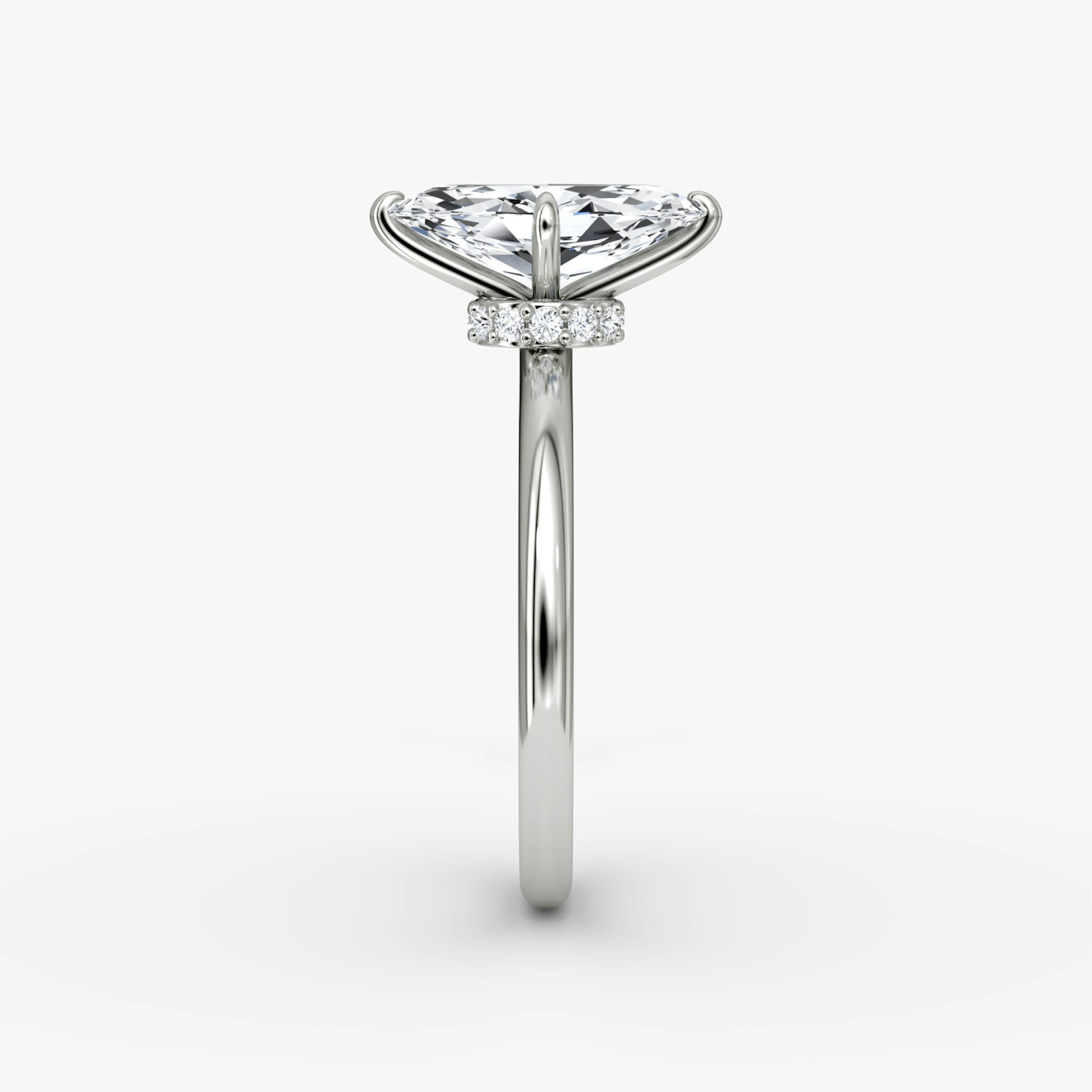 The Veiled Halo | Marquise | 18k | White Gold | bandAccent: Plain | diamondOrientation: vertical | caratWeight: other