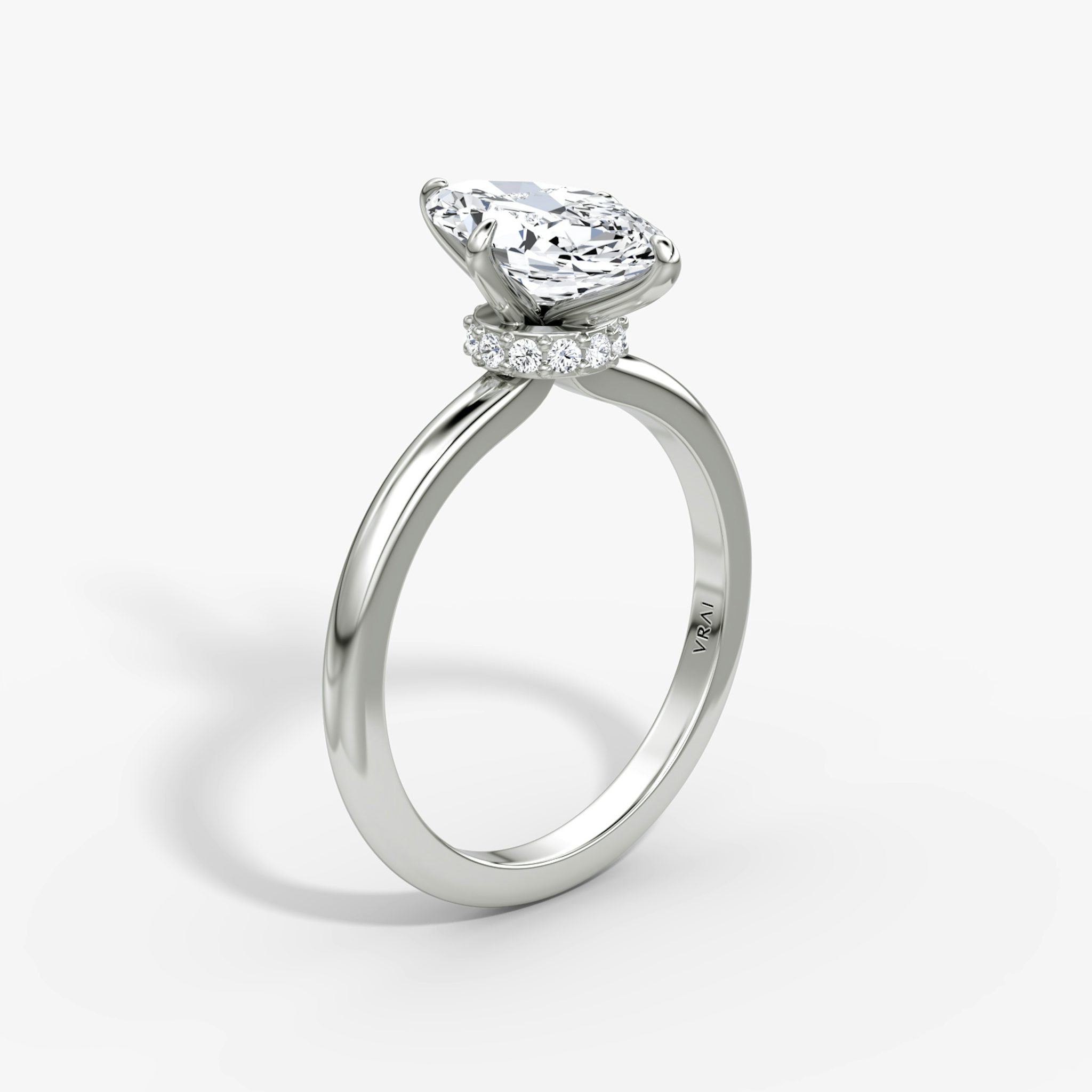 The Veiled Halo | Marquise | 18k | White Gold | bandAccent: Plain | diamondOrientation: vertical | caratWeight: other