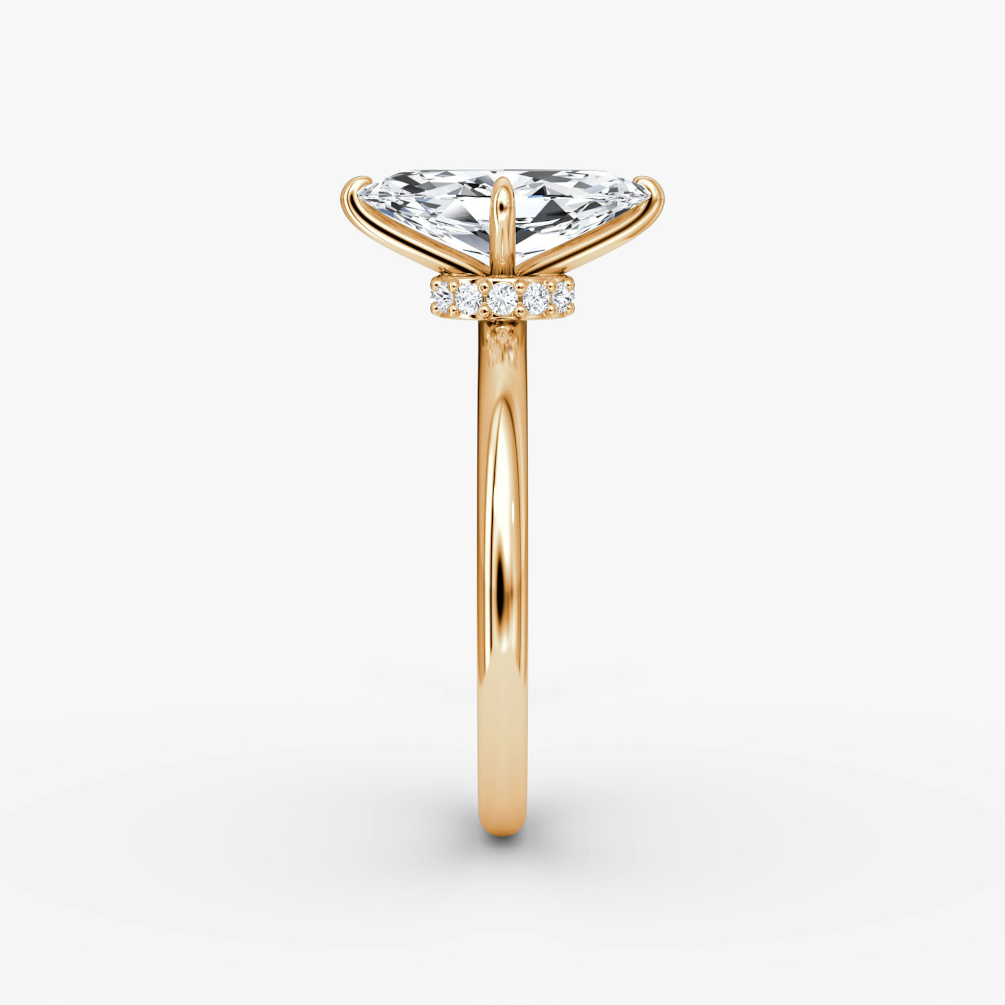The Veiled Halo | Marquise | 14k | Rose Gold | bandAccent: Plain | diamondOrientation: vertical | caratWeight: other