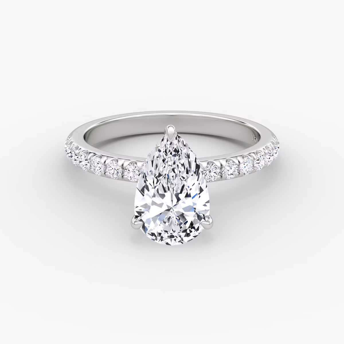 The Veiled Halo | Pear | Platinum | bandAccent: Pavé | diamondOrientation: vertical | caratWeight: other