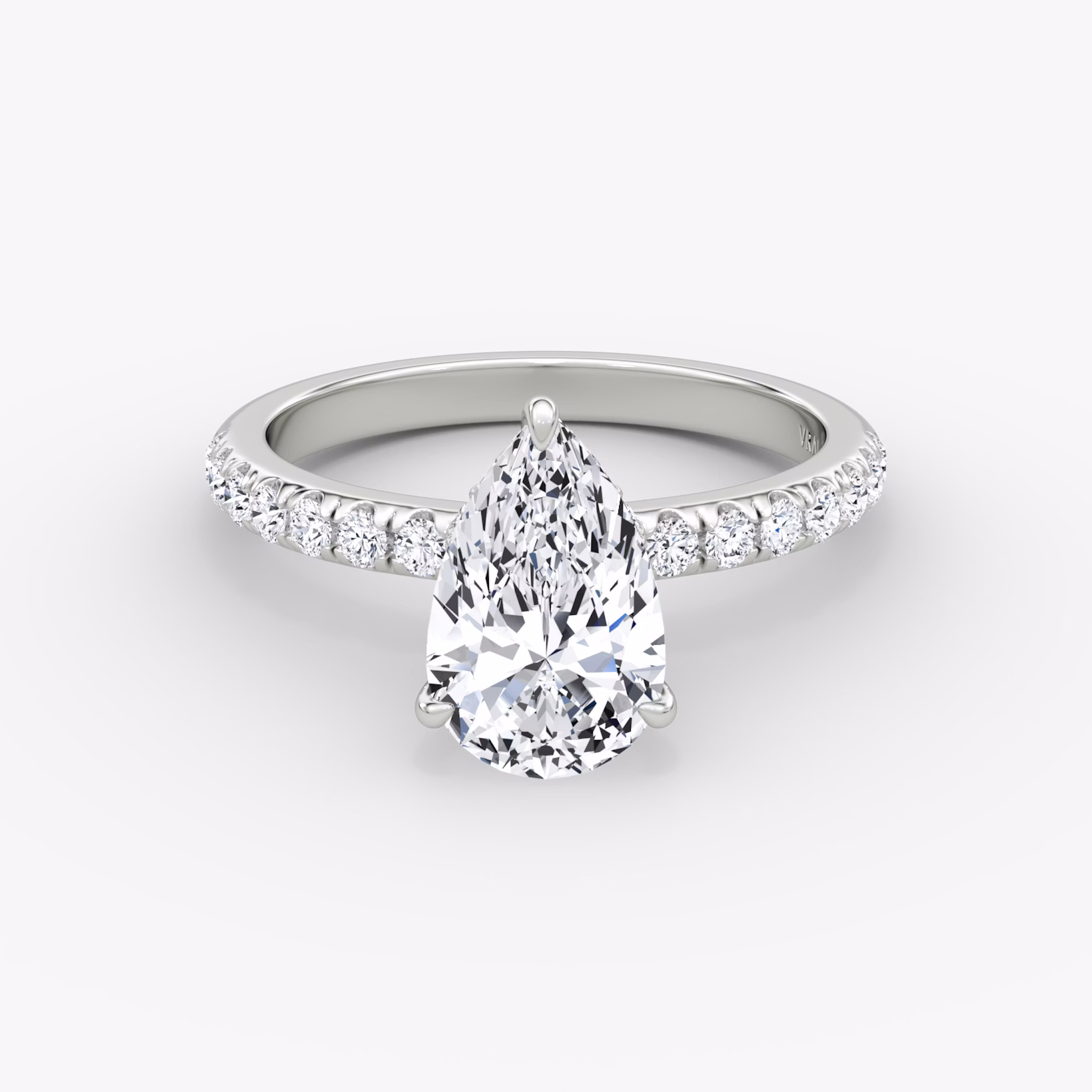 The Veiled Halo | Pear | 18k | White Gold | bandAccent: Pavé | diamondOrientation: vertical | caratWeight: other