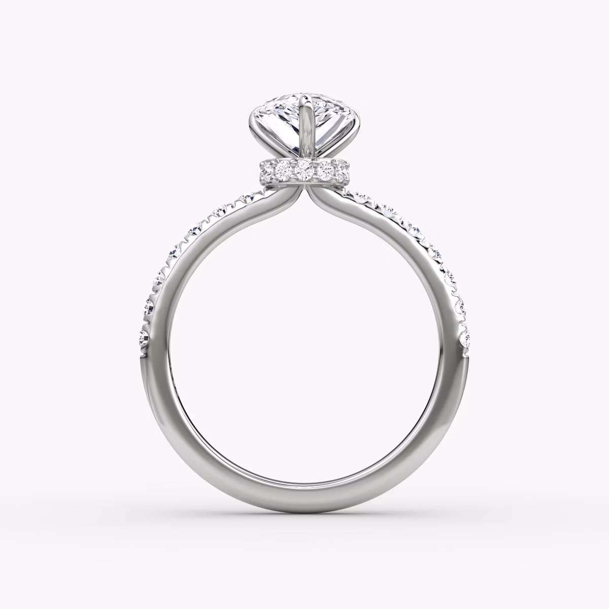 The Veiled Halo | Pear | Platinum | bandAccent: Pavé | diamondOrientation: vertical | caratWeight: other
