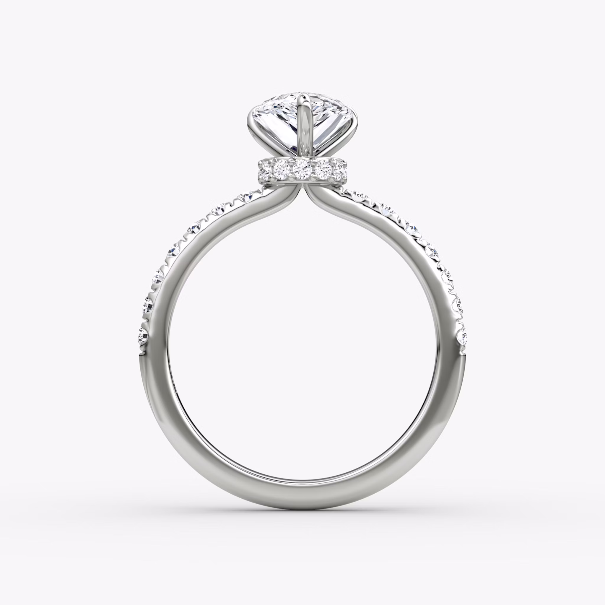 The Veiled Halo | Pear | 18k | White Gold | bandAccent: Pavé | diamondOrientation: vertical | caratWeight: other