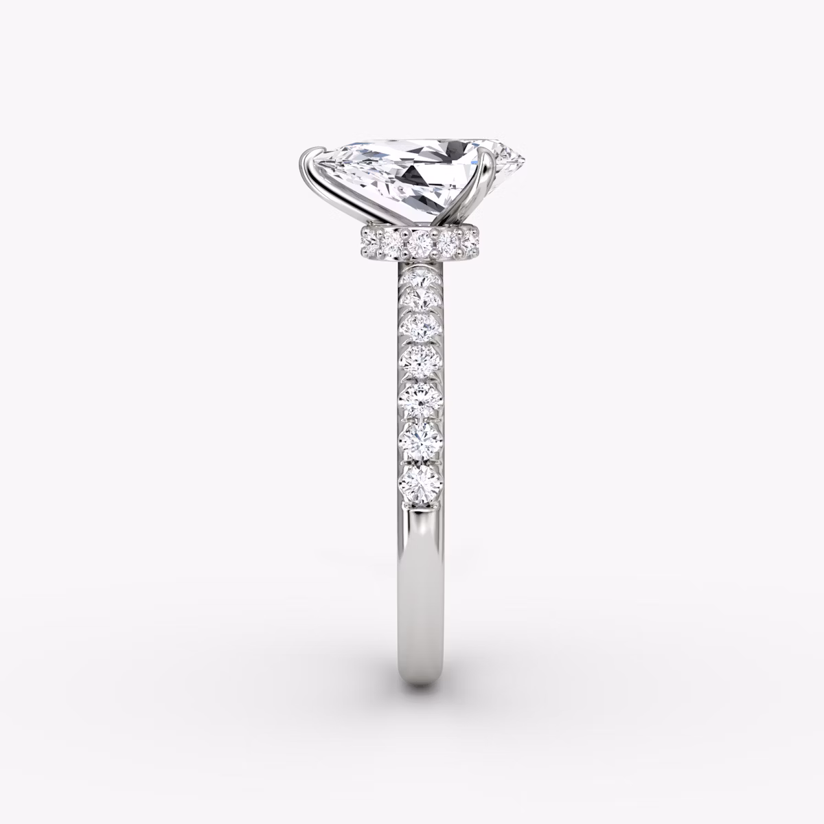 The Veiled Halo | Pear | Platinum | bandAccent: Pavé | diamondOrientation: vertical | caratWeight: other