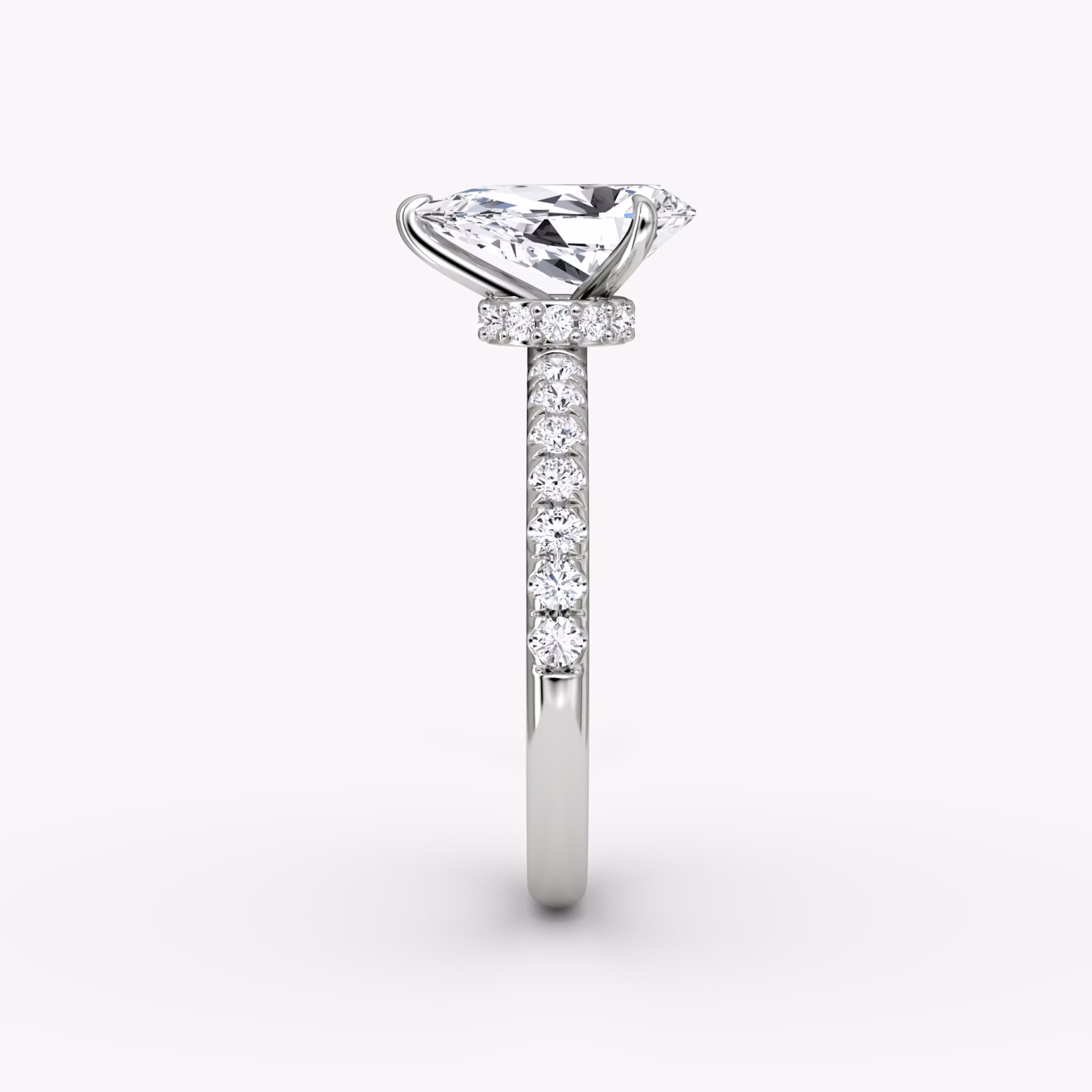 The Veiled Halo | Pear | 18k | White Gold | bandAccent: Pavé | diamondOrientation: vertical | caratWeight: other