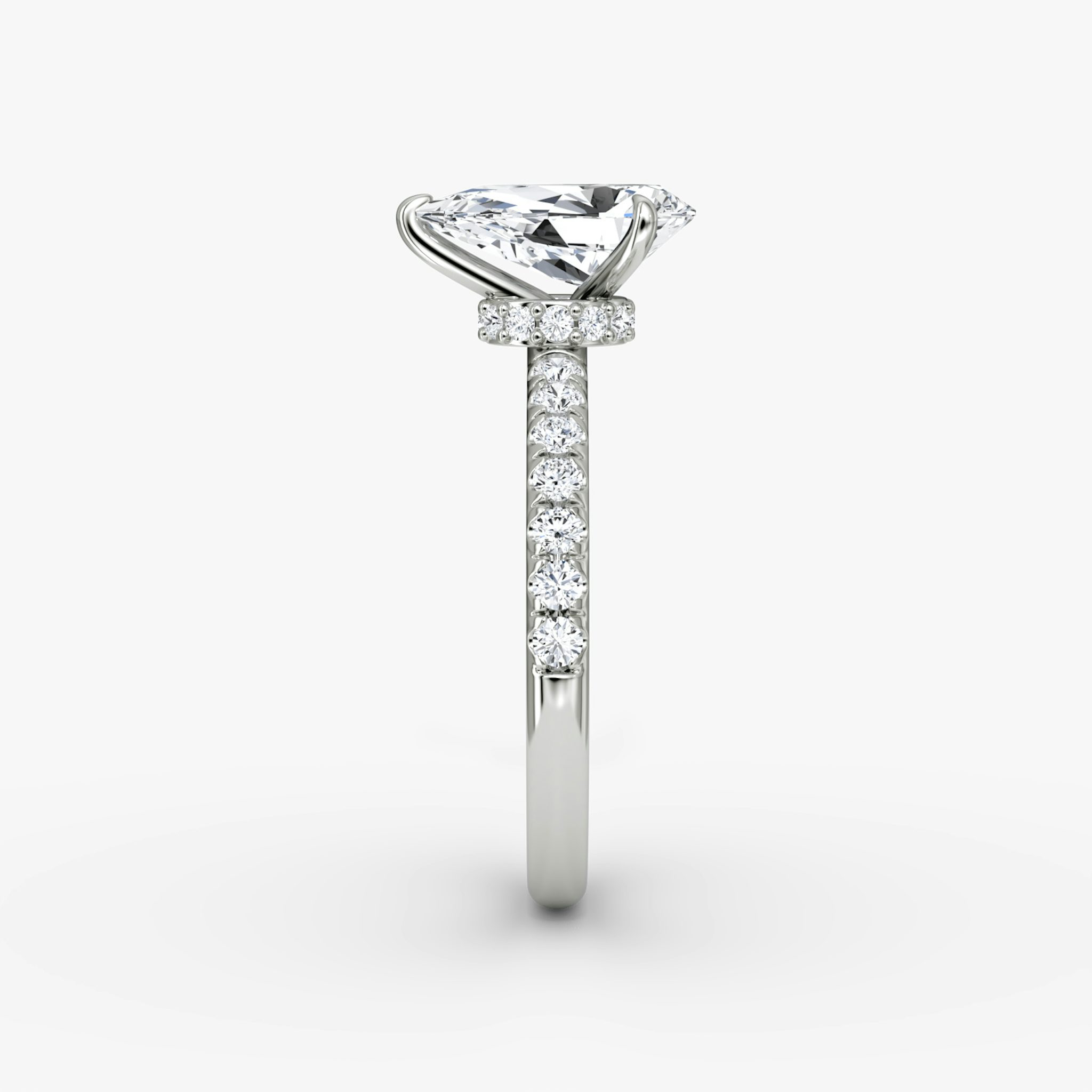 The Veiled Halo | Pear | 18k | White Gold | bandAccent: Pavé | diamondOrientation: vertical | caratWeight: other