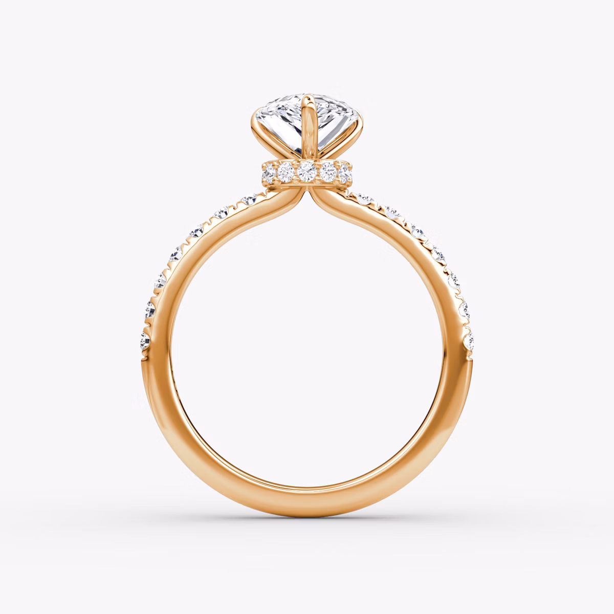 Veiled Halo | Tropfen | 14k | Roségold | bandAccent: Mit Pavé-Besatz | diamondOrientation: vertical | caratWeight: other